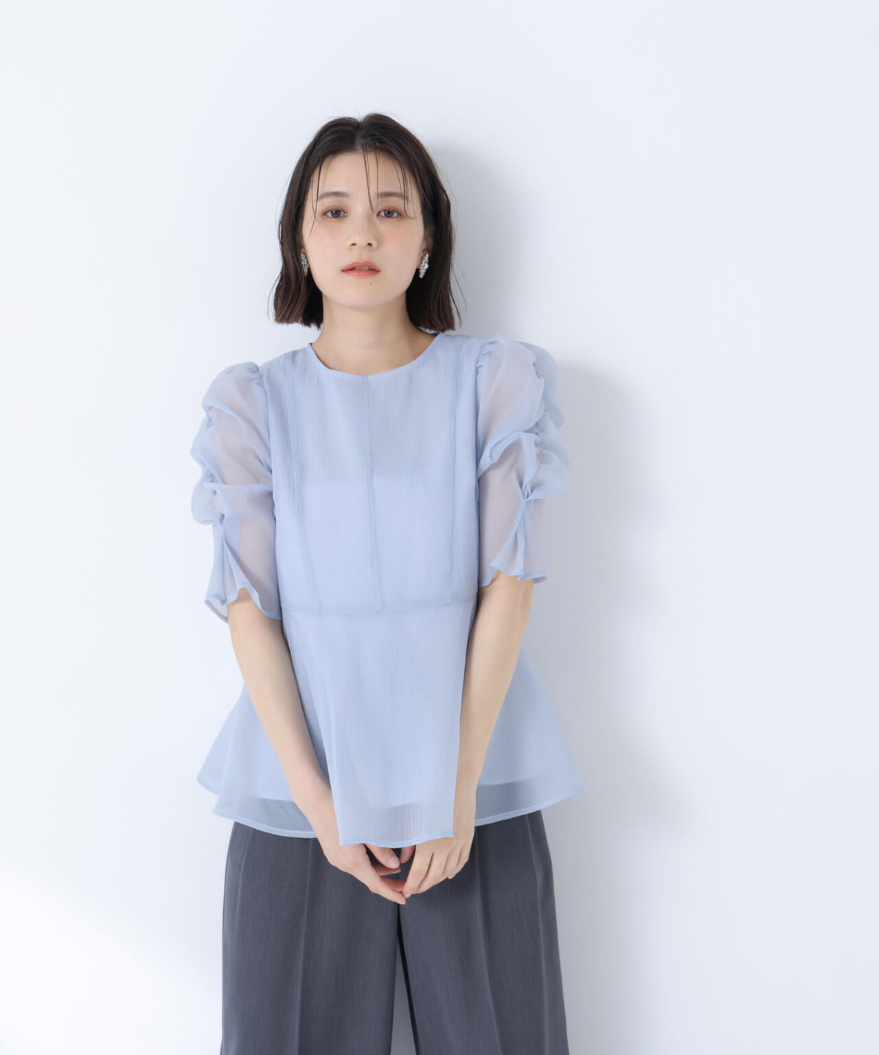 シアーペプラムブラウス半袖 | NATURAL BEAUTY BASIC（ナチュラル
