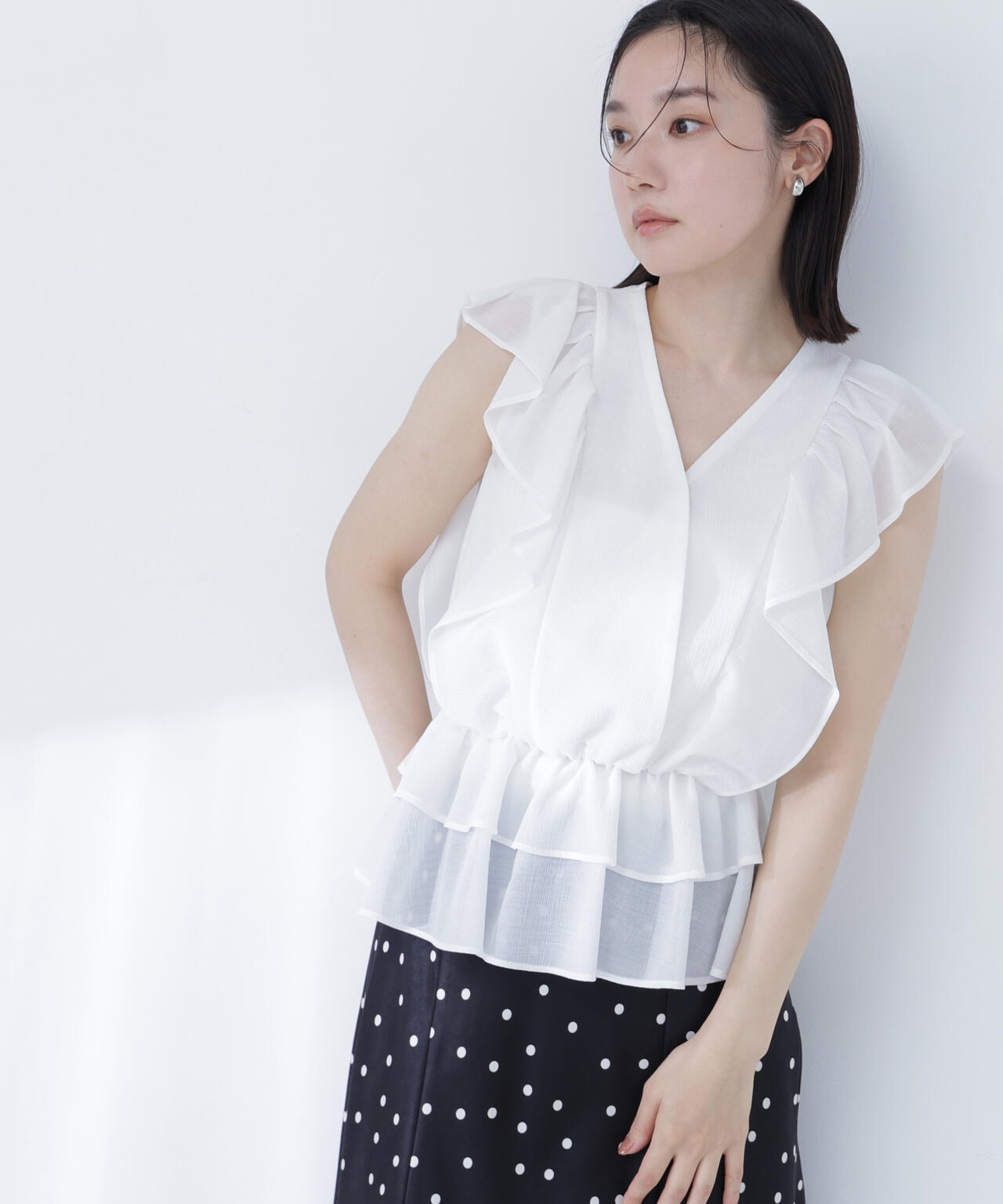 山本里菜さんコラボ＞ラッフル楊柳ペプラムブラウス | NATURAL BEAUTY