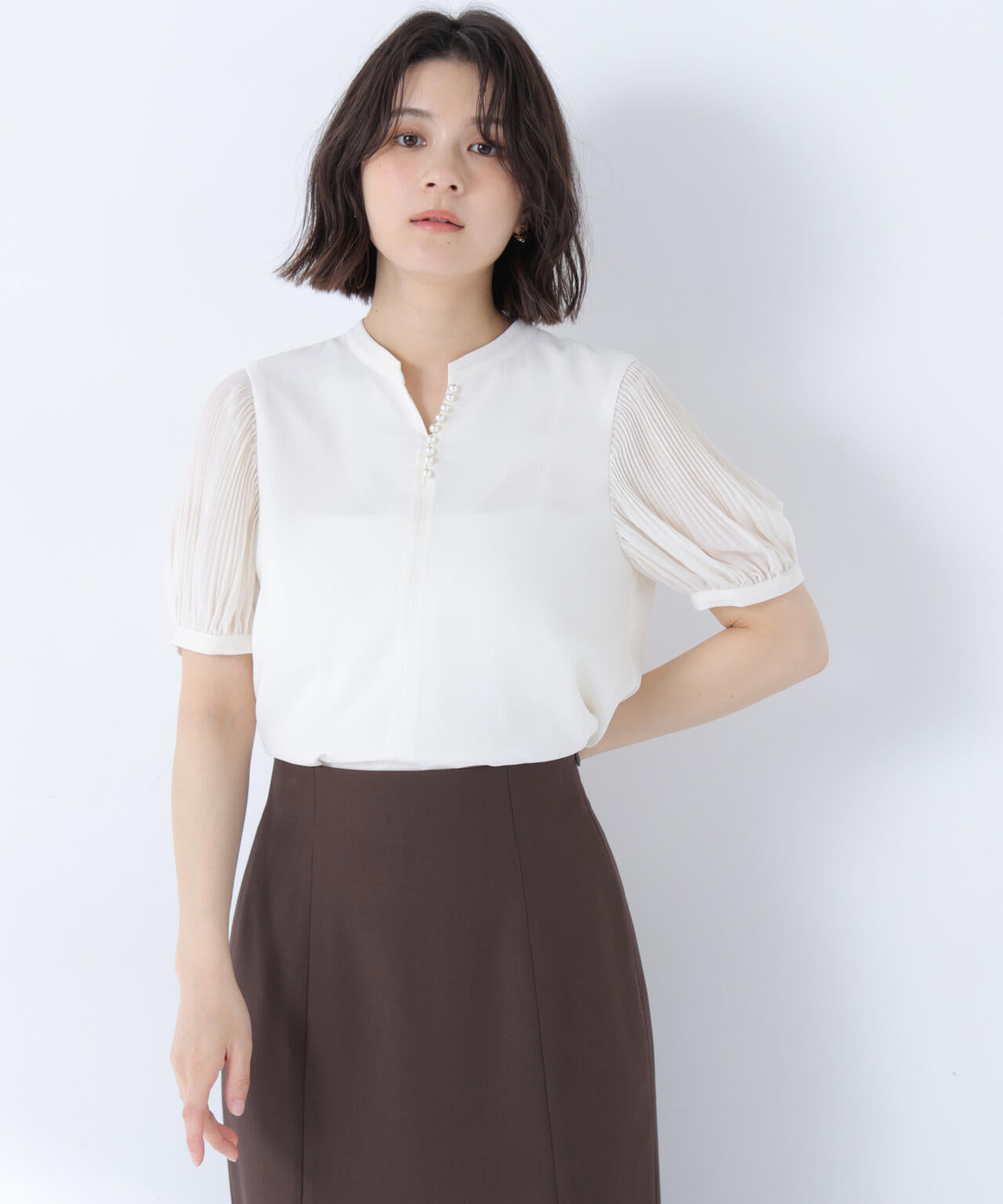 ラインパール楊柳ブラウス | NATURAL BEAUTY BASIC（ナチュラル