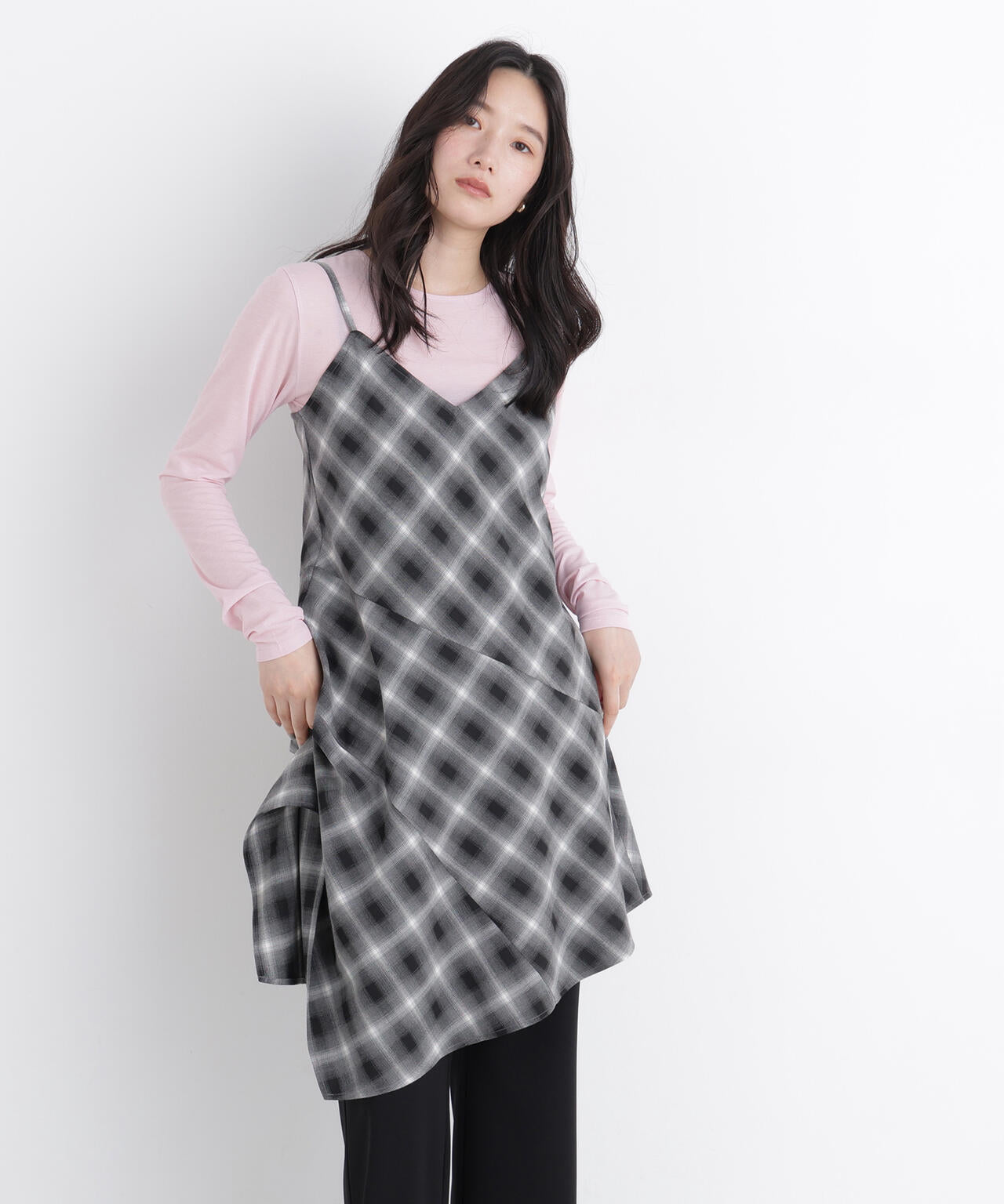 美品 トゥービーシック 25SS 大きいサイズ42 チュールチェックチュニック チェックキャミチュニック | N. Natural Beauty Basic*（エヌ