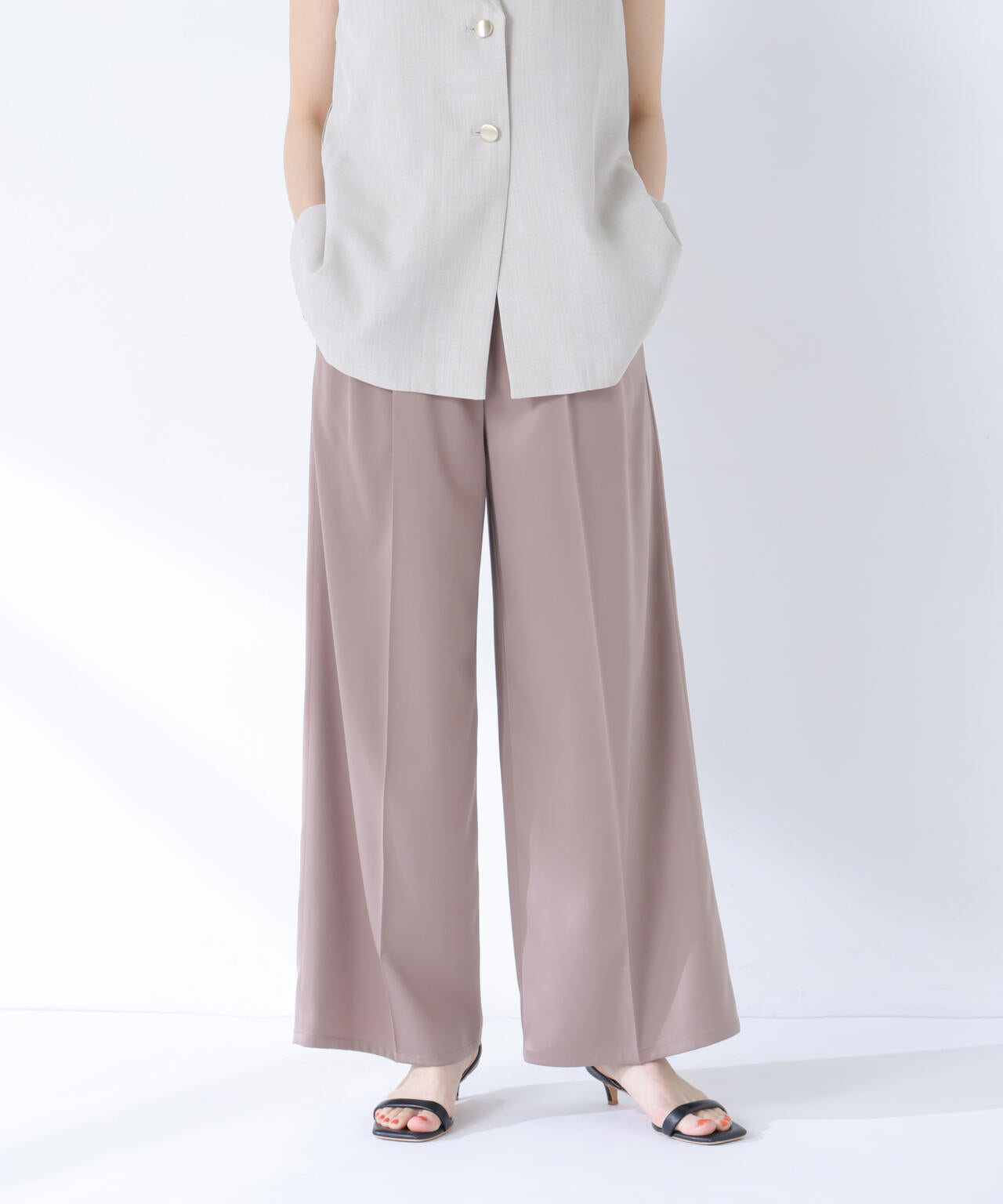 machatt サテンタックワイドパンツ&トップス　38 サテンタックワイドパンツ | NATURAL BEAUTY BASIC（ナチュラル