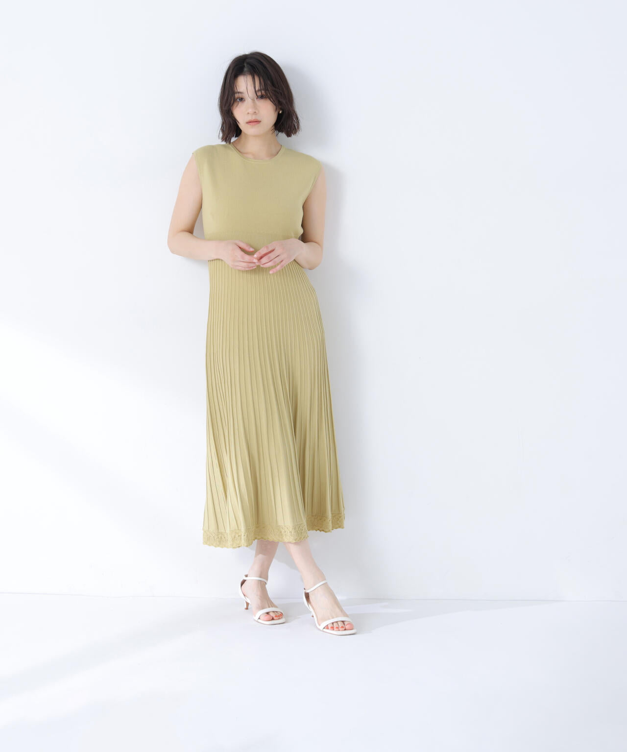 シャツカラーナローリボンニットワンピース | NATURAL BEAUTY BASIC