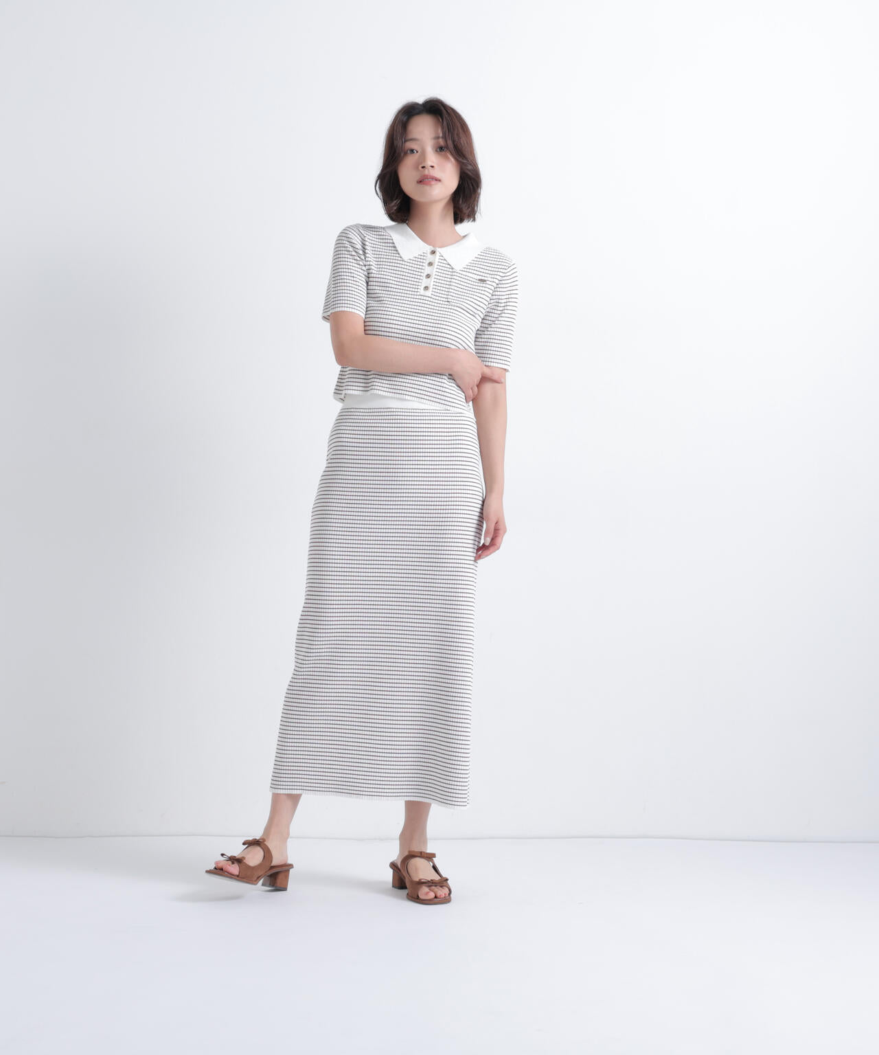レザレクション　ボーダー　セットアップ　未使用 ボーダーニットセットアップ | NATURAL BEAUTY BASIC（ナチュラル