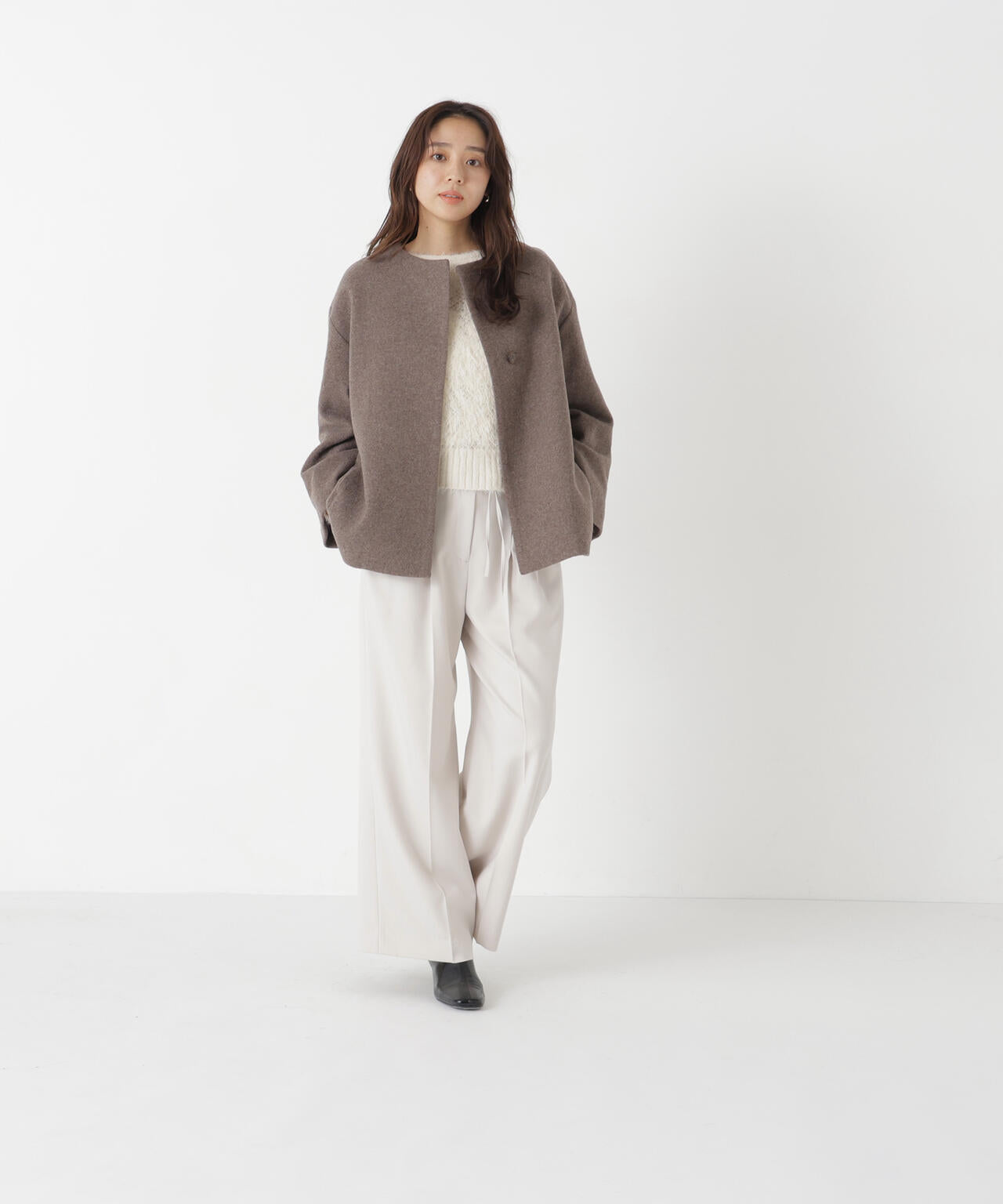 WEB限定カラー：イエロー＞カシミヤブレンドハーフコート | NATURAL