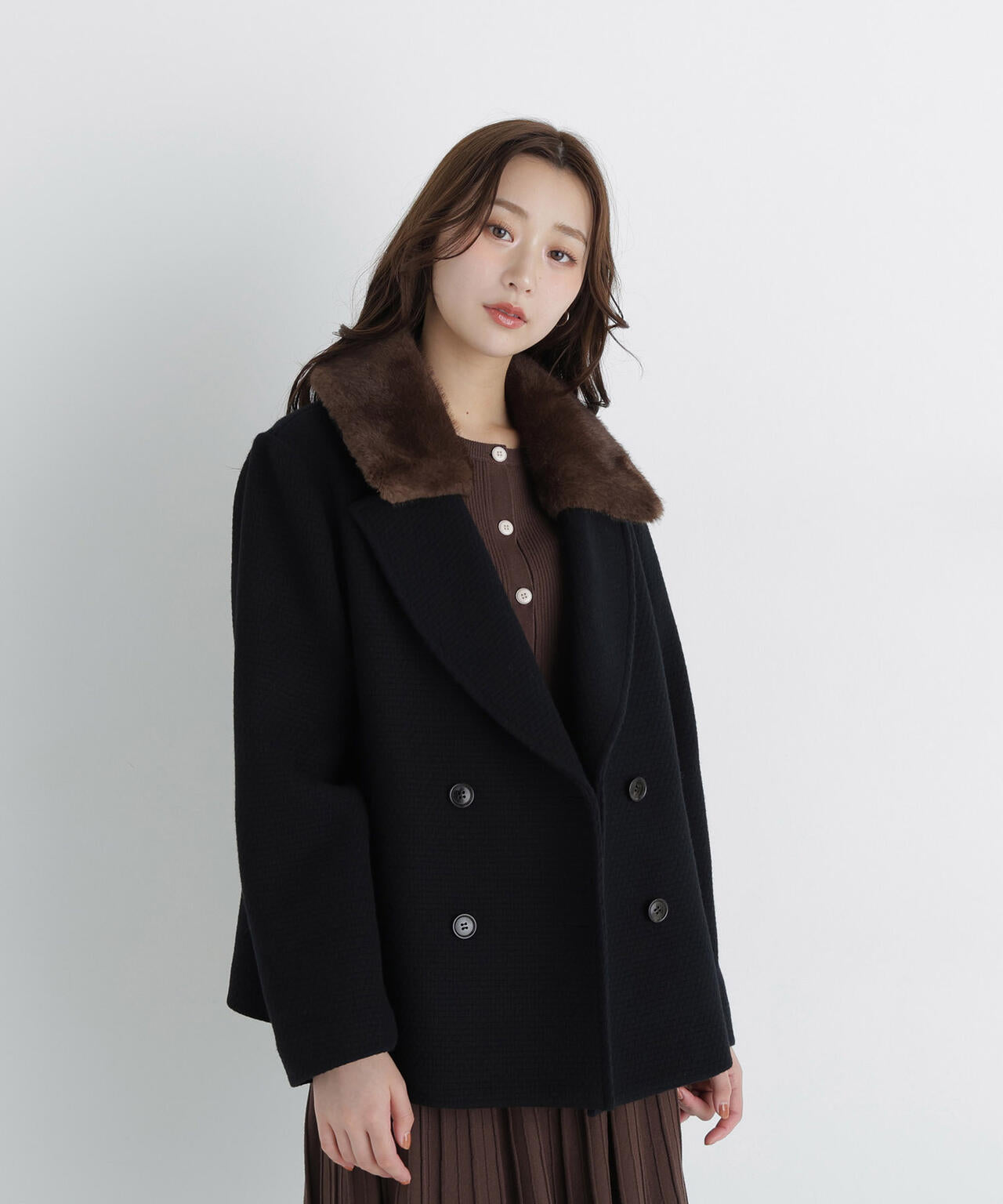 ファーカラーハーフPコート | NATURAL BEAUTY BASIC（ナチュラル