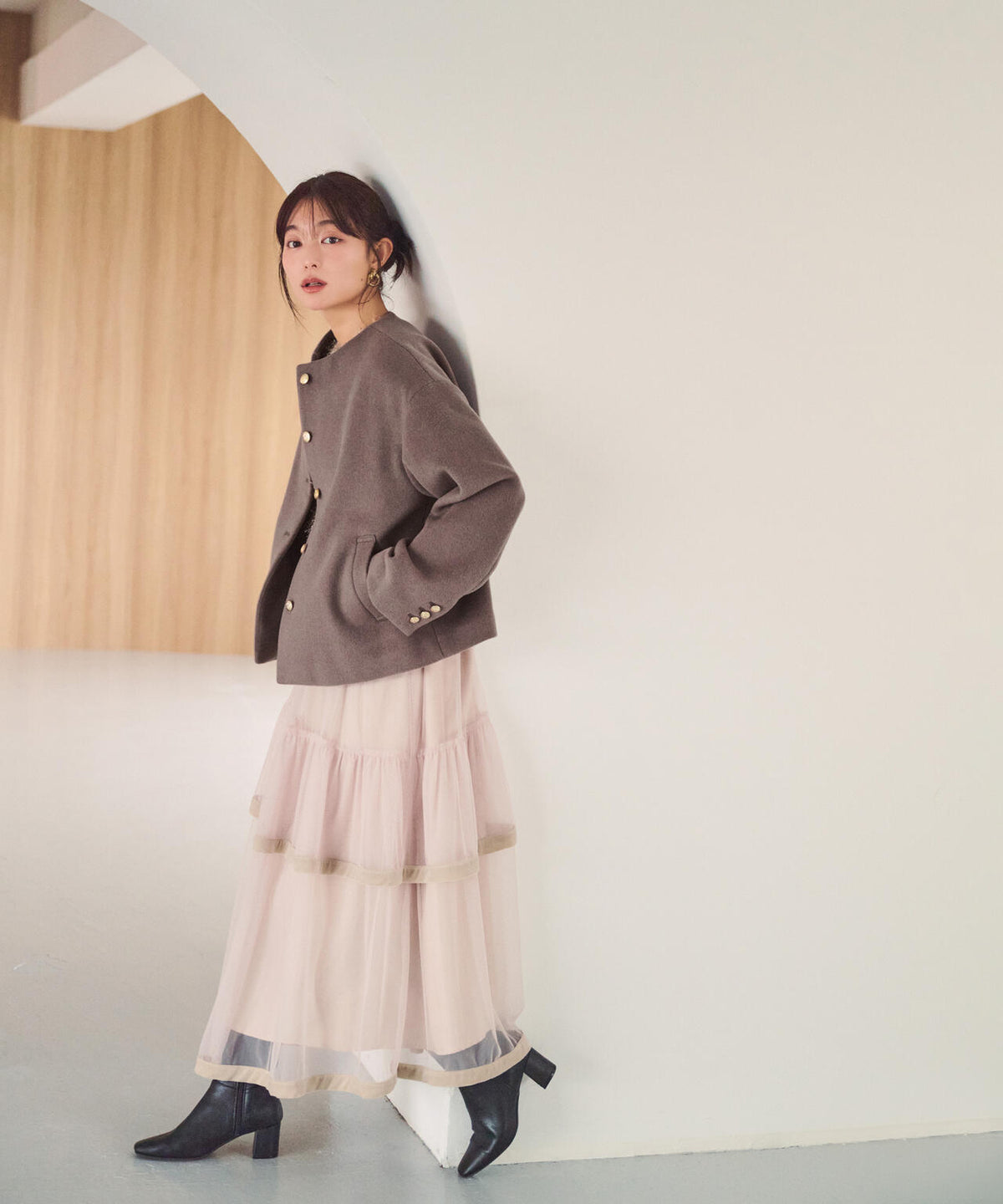 ＜EC限定カラー：モカ＞＜ちょうど、いい服＞“いつもの”が見違えるハーフコート
