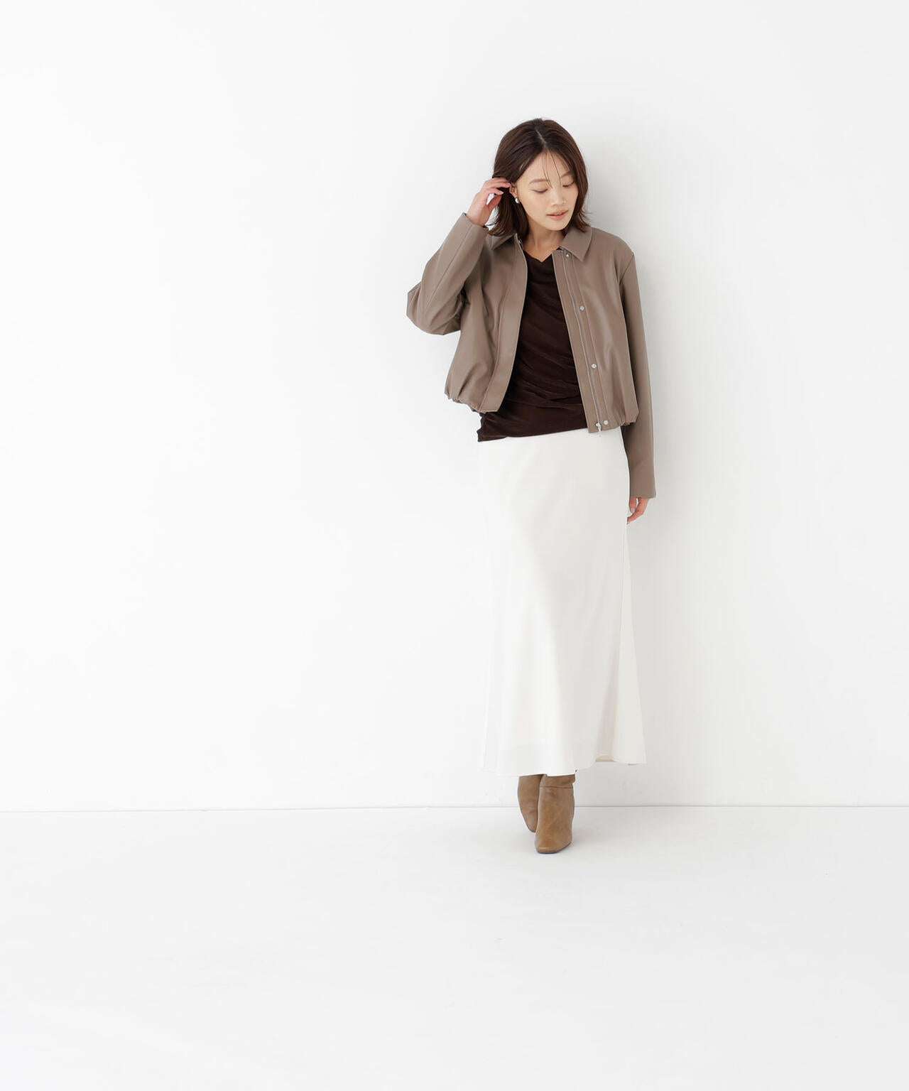 フェイクレザーステンカラーブルゾン | NATURAL BEAUTY BASIC