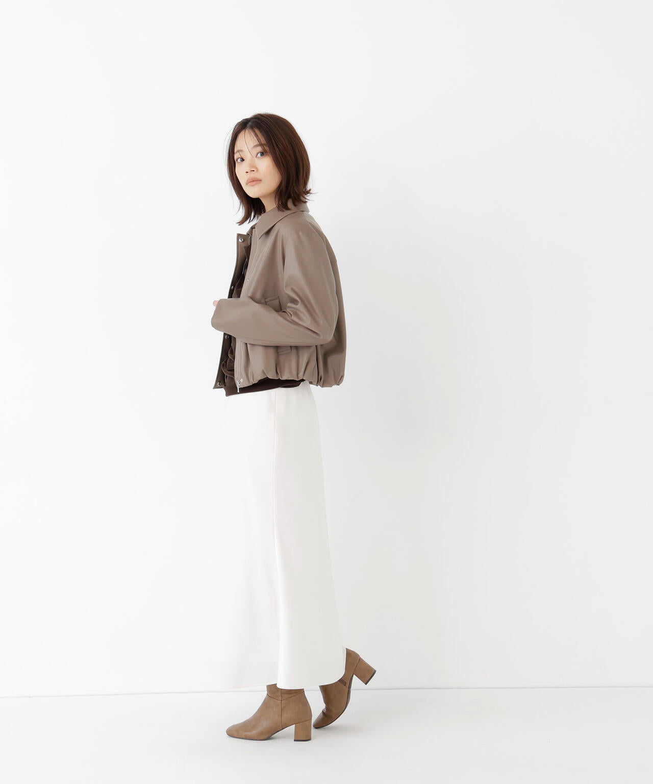 フェイクレザーステンカラーブルゾン | NATURAL BEAUTY BASIC
