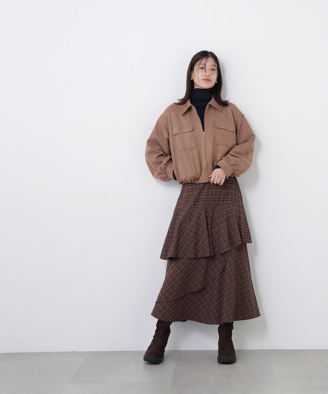 naturalさん専用 FUDGE10月号掲載＞フェイクスウェードステンカラーブルゾン | N