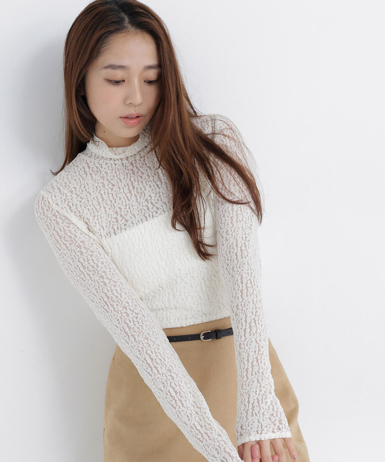 ハイネックレースカットソー | NATURAL BEAUTY BASIC（ナチュラル