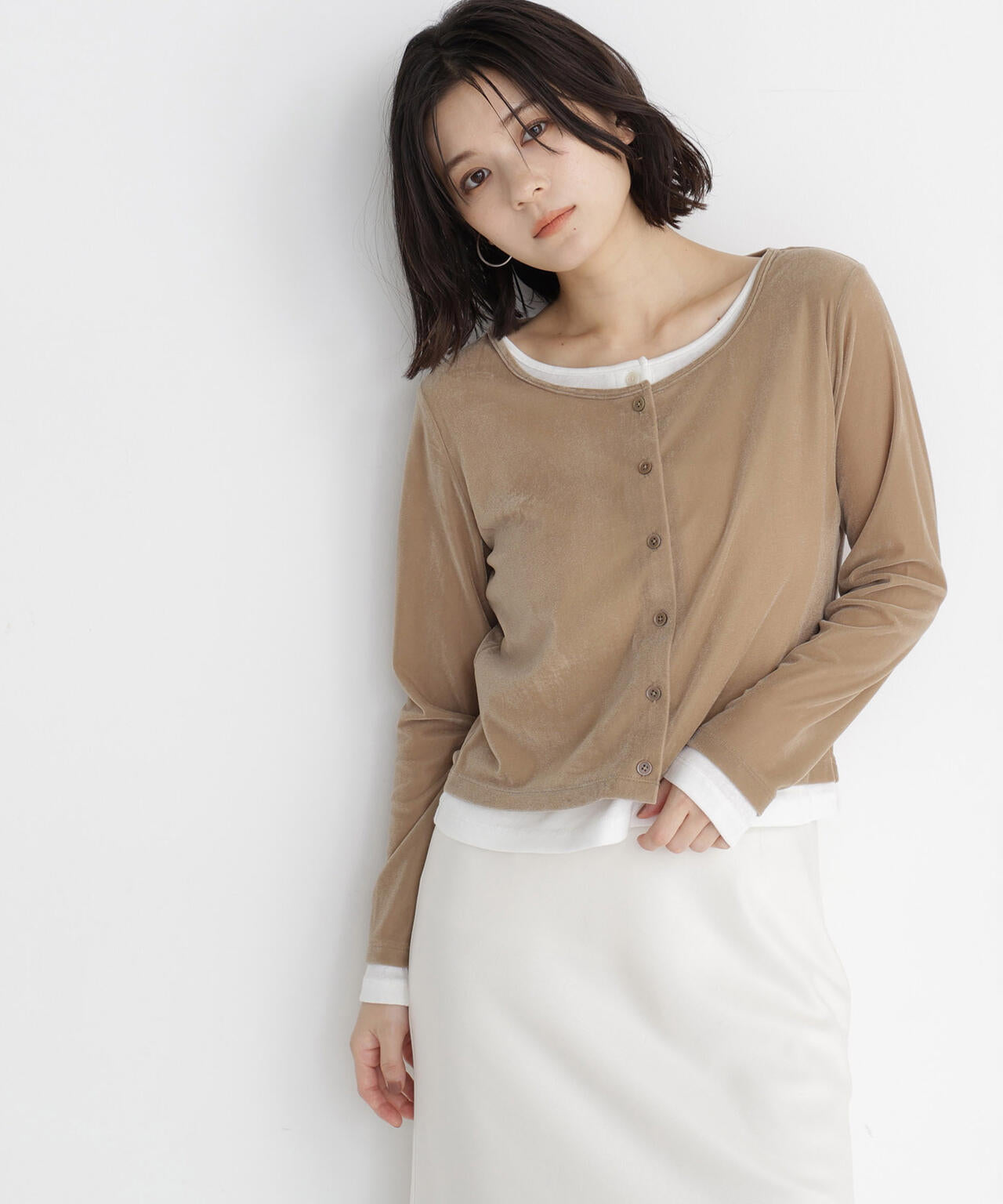 ベロアレイヤードカットソー | NATURAL BEAUTY BASIC（ナチュラル