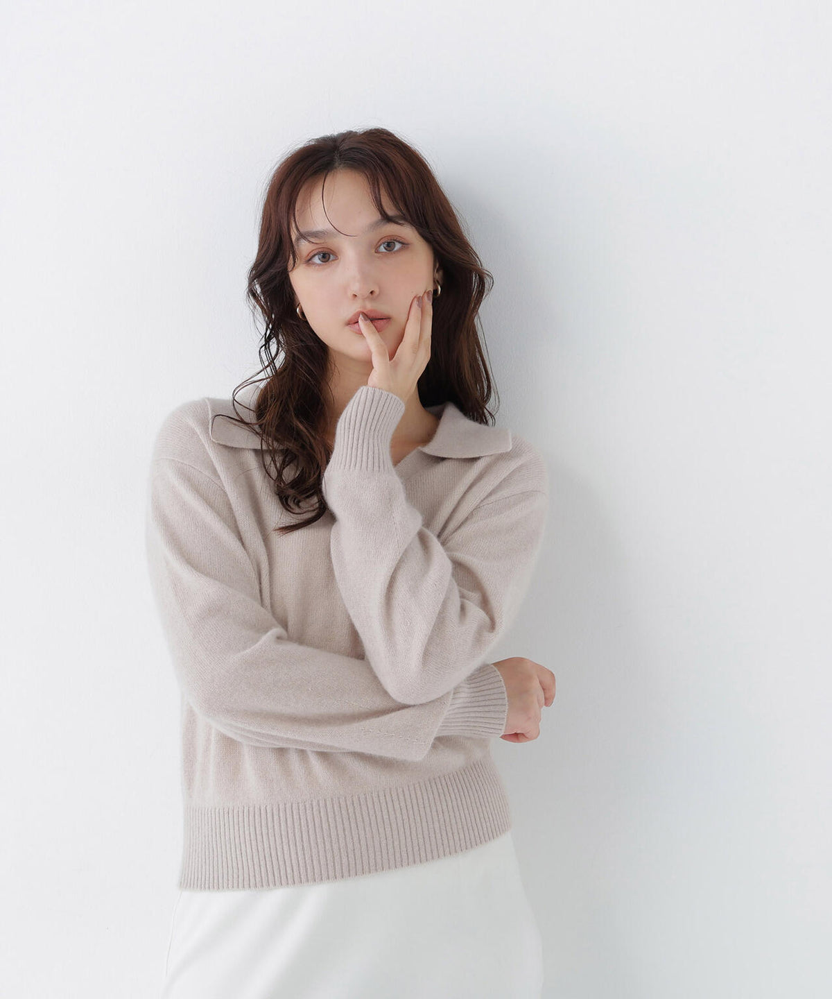 ＜EC限定カラー：ライトグリーン＞＜ちょうど、いい服＞品よく、ゆるく。スキッパーニット