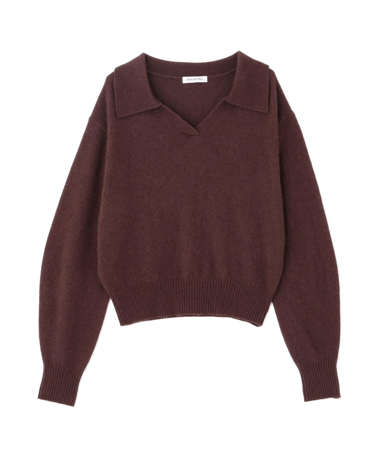 【chasse】スキッパーニット　ベージュ　サイズ1 EC限定カラー：ライトグリーン＞＜ちょうど、いい服＞品よく、ゆるく