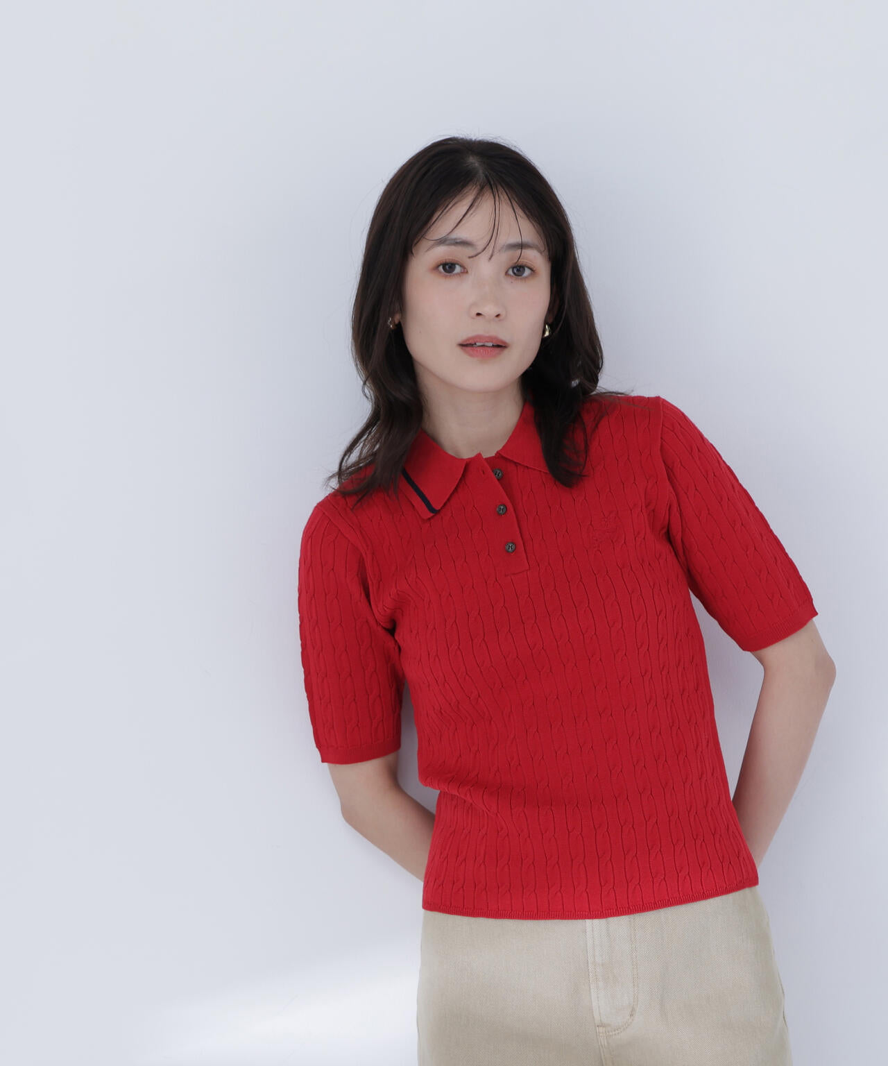 ケーブルポロニット | NATURAL BEAUTY BASIC(ナチュラルビューティー ケーブルポロニット | NATURAL BEAUTY BASIC(ナチュラルビューティー