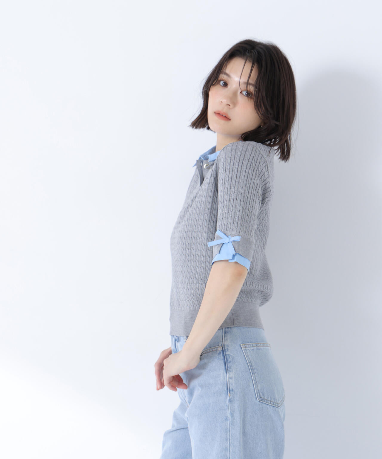 シャツドッキングケーブル半袖ニット | NATURAL BEAUTY BASIC
