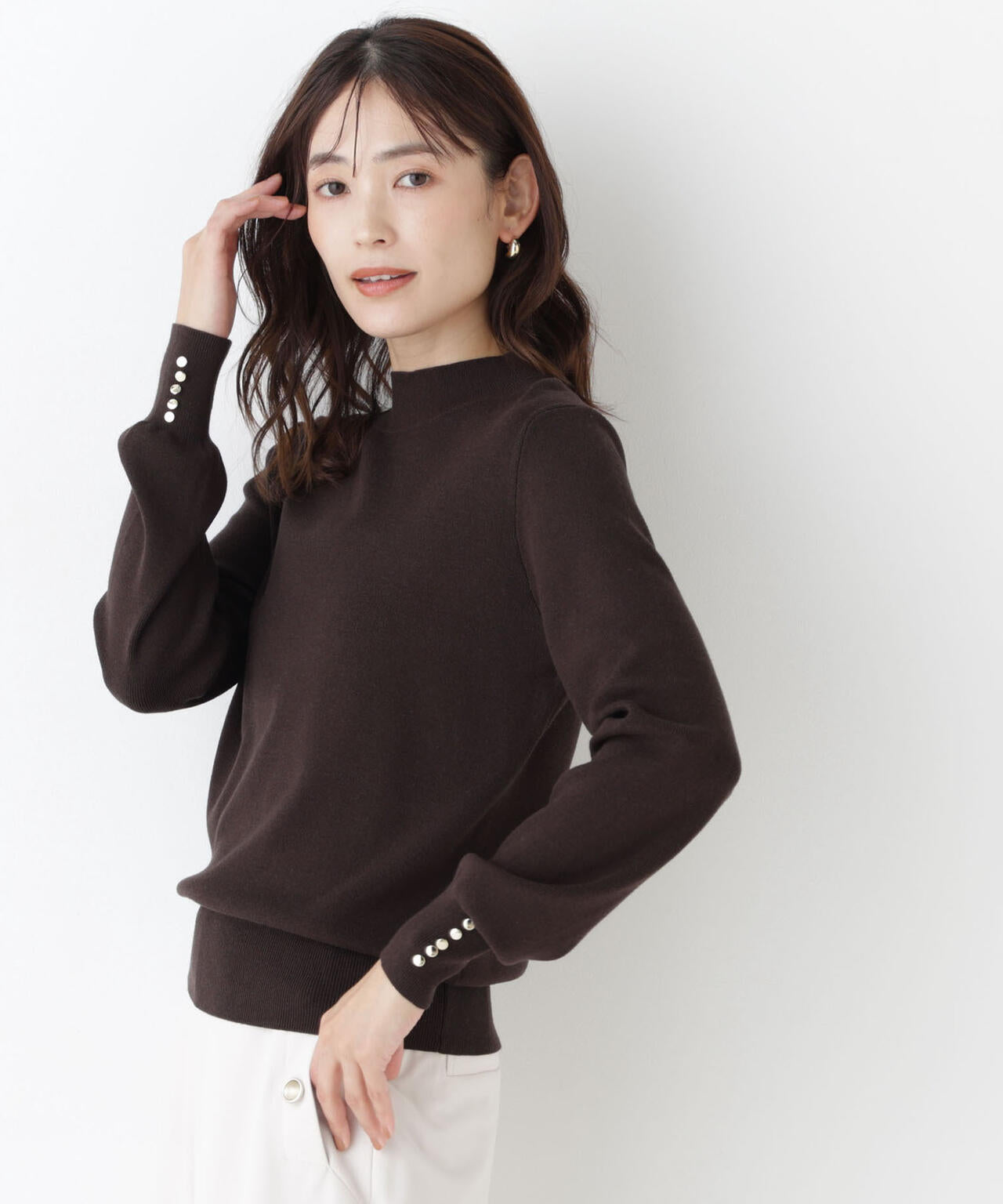 総針ベーシックシリーズ長袖 ハイネックニット | NATURAL BEAUTY BASIC