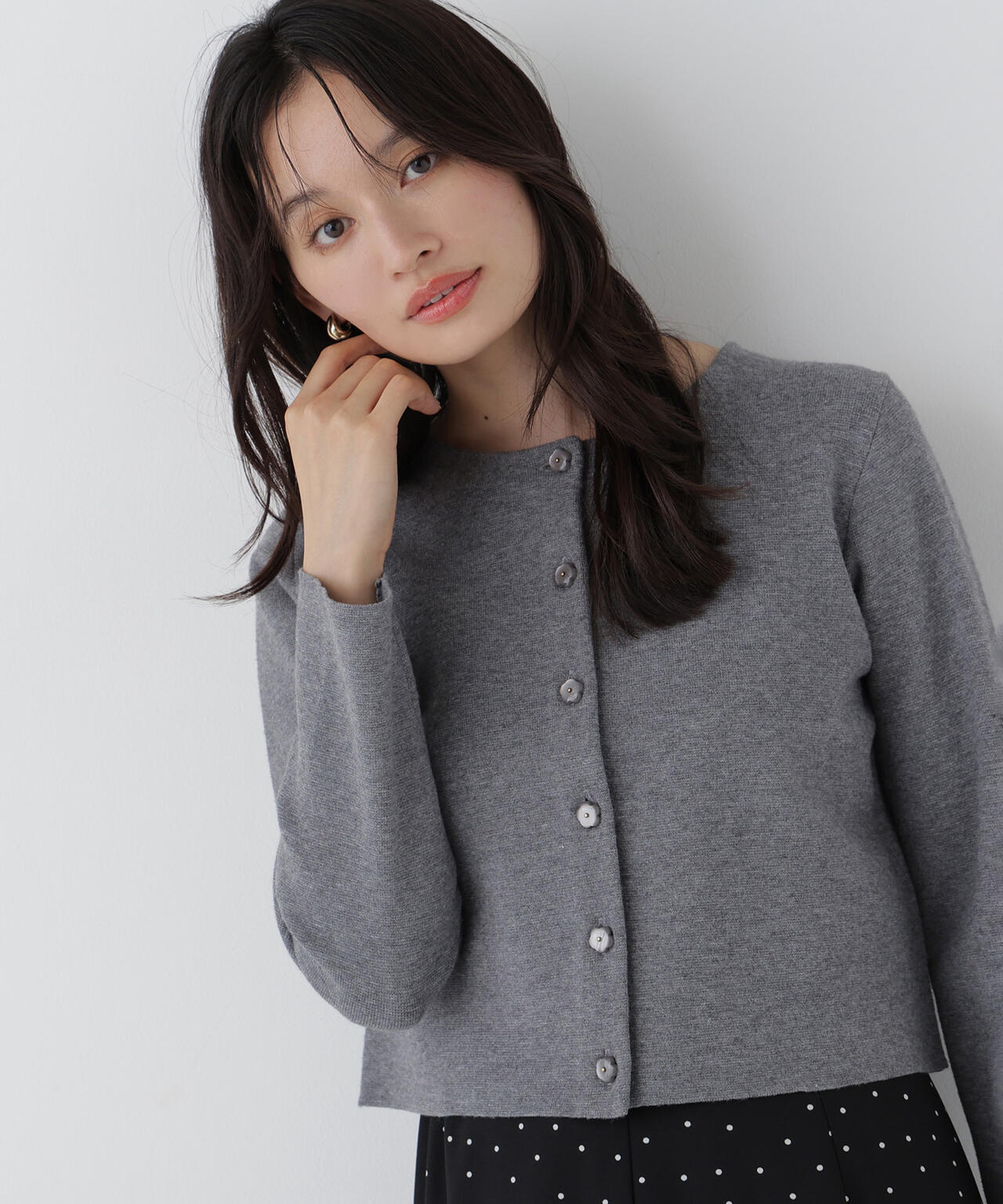 フラワーボタンニットジャケット | NATURAL BEAUTY BASIC（ナチュラル