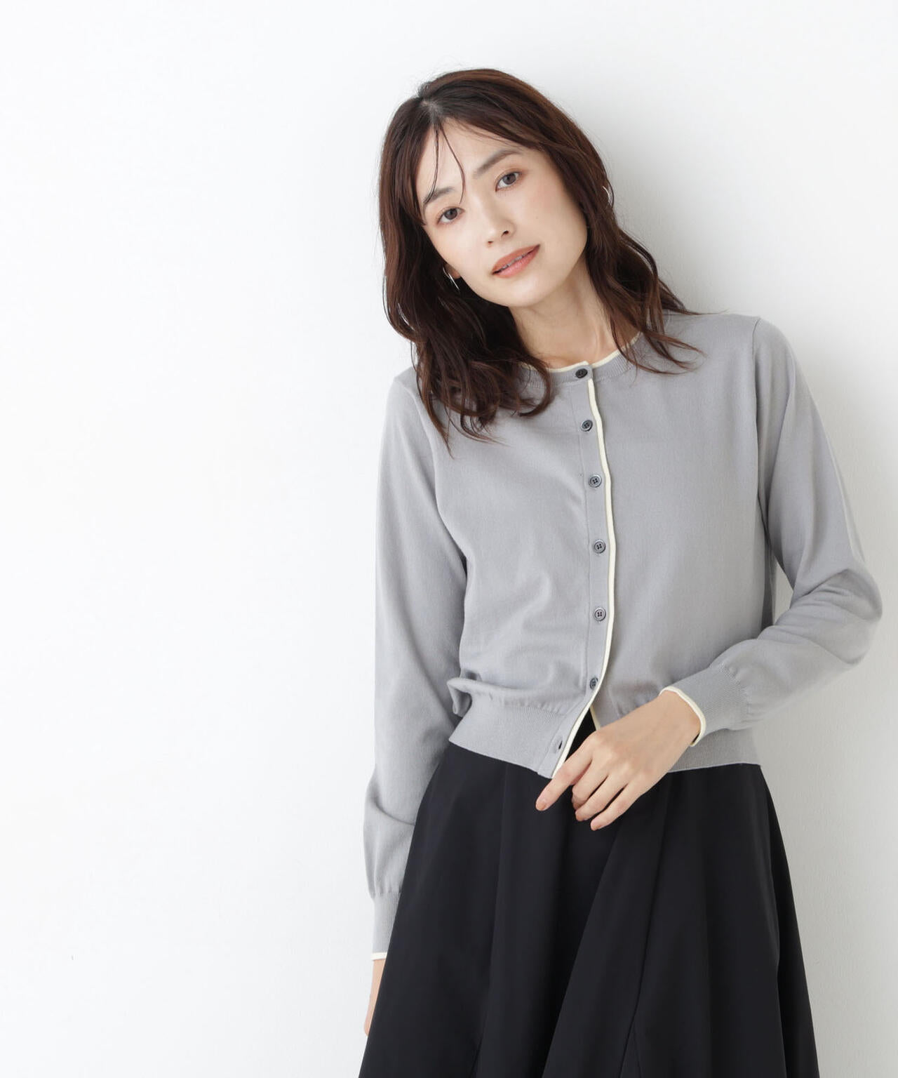 ＜EC限定カラー：ネイビー系＞＜ちょうど、いい服＞“それどこの？”褒められ配色カーディガン