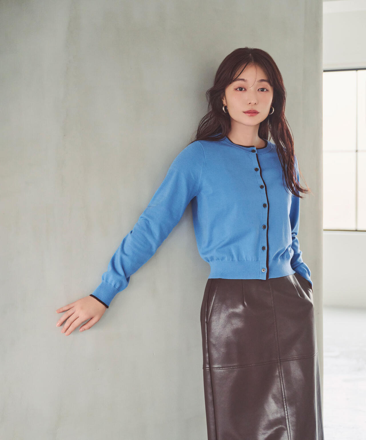 ＜EC限定カラー：ネイビー系＞＜ちょうど、いい服＞“それどこの？”褒められ配色カーディガン