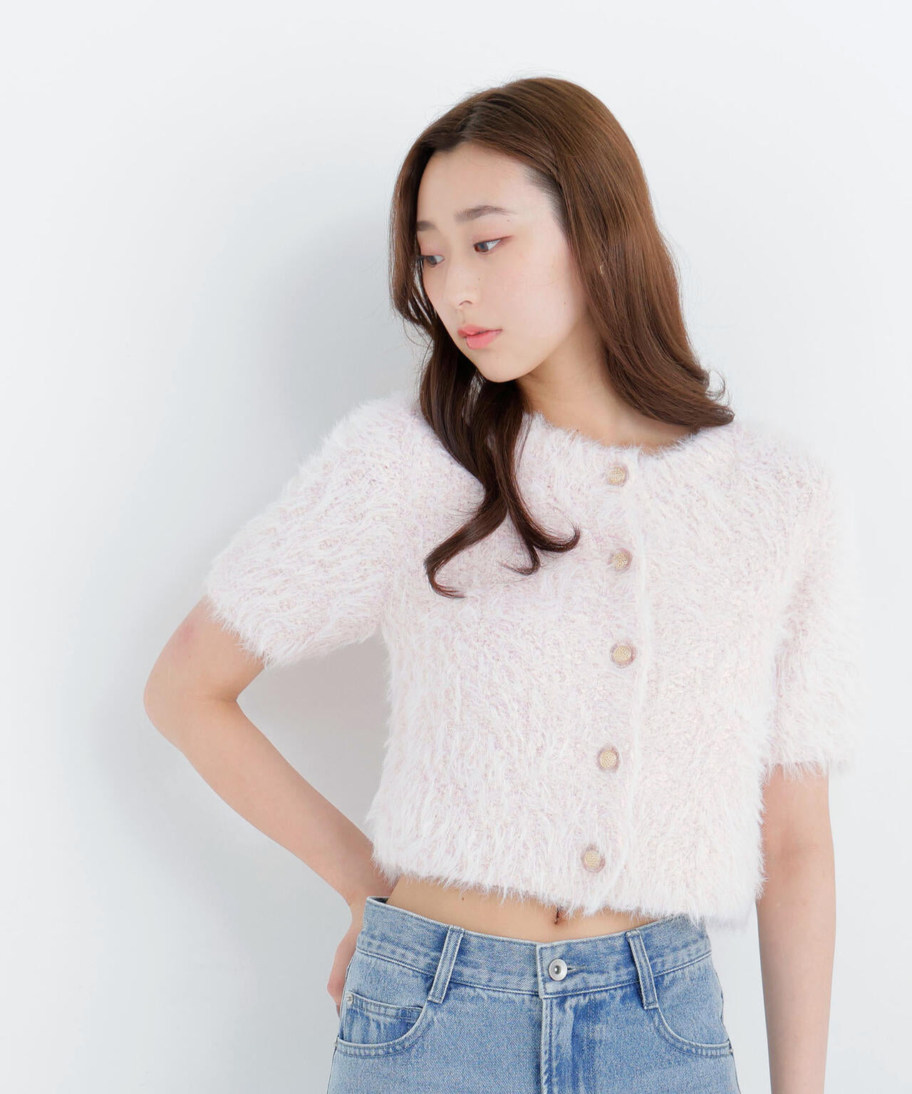 シャギー半袖ニットカーディガン | NATURAL BEAUTY BASIC（ナチュラル