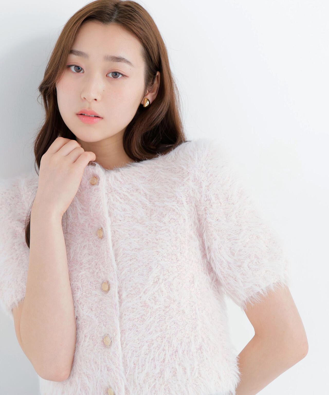 シャギー半袖ニットカーディガン | NATURAL BEAUTY BASIC（ナチュラル