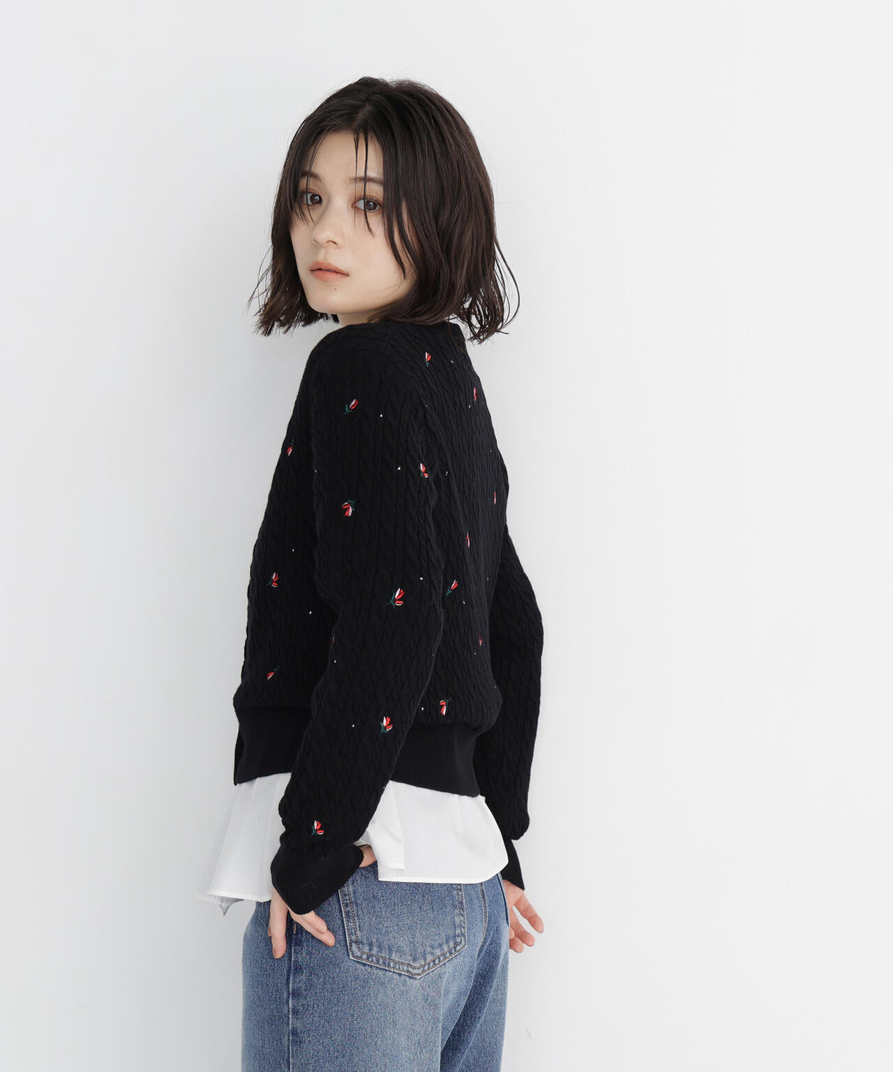 ドットフラワー刺繍カーディガン | NATURAL BEAUTY BASIC（ナチュラル
