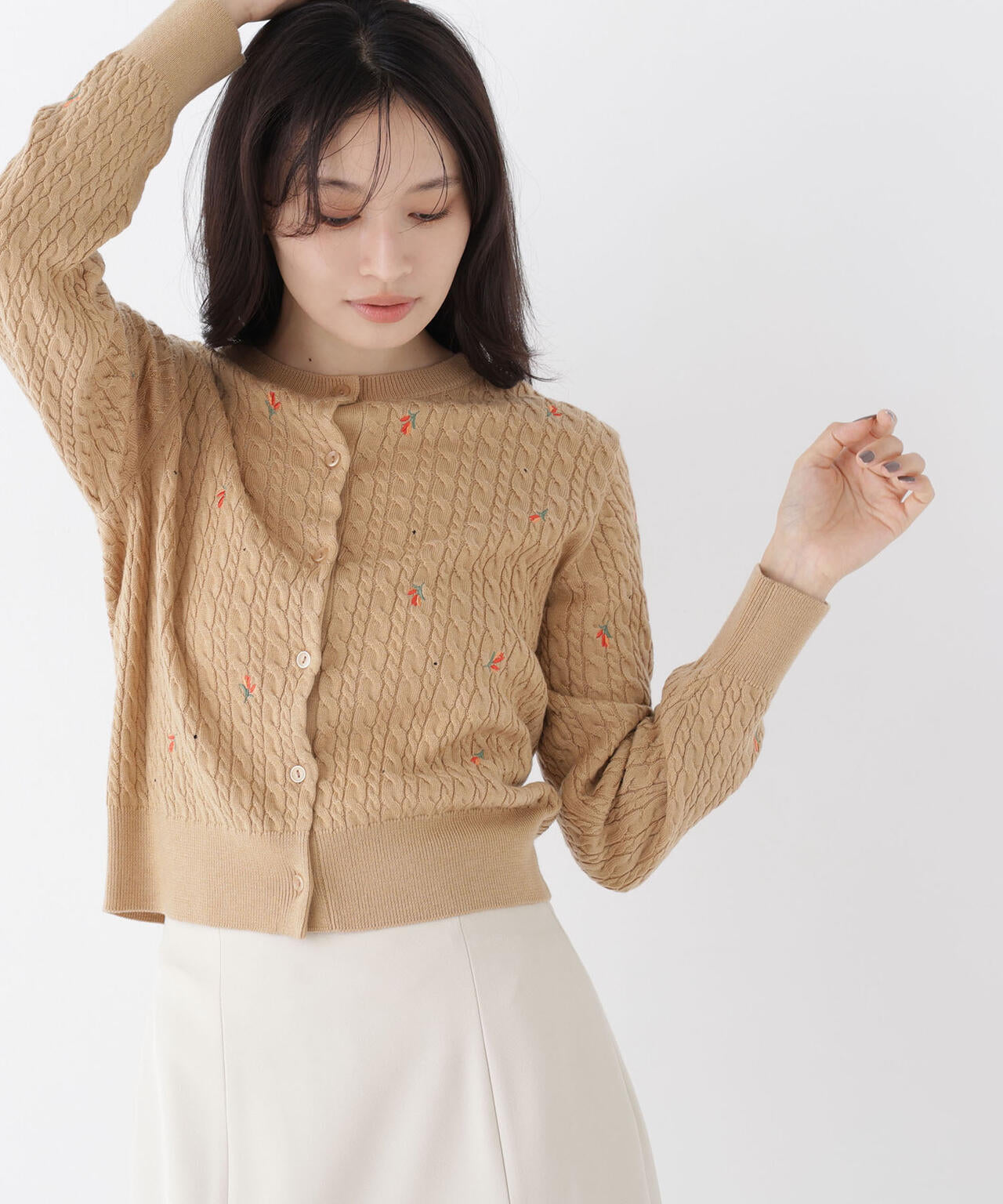 ドットフラワー刺繍カーディガン | NATURAL BEAUTY BASIC（ナチュラル