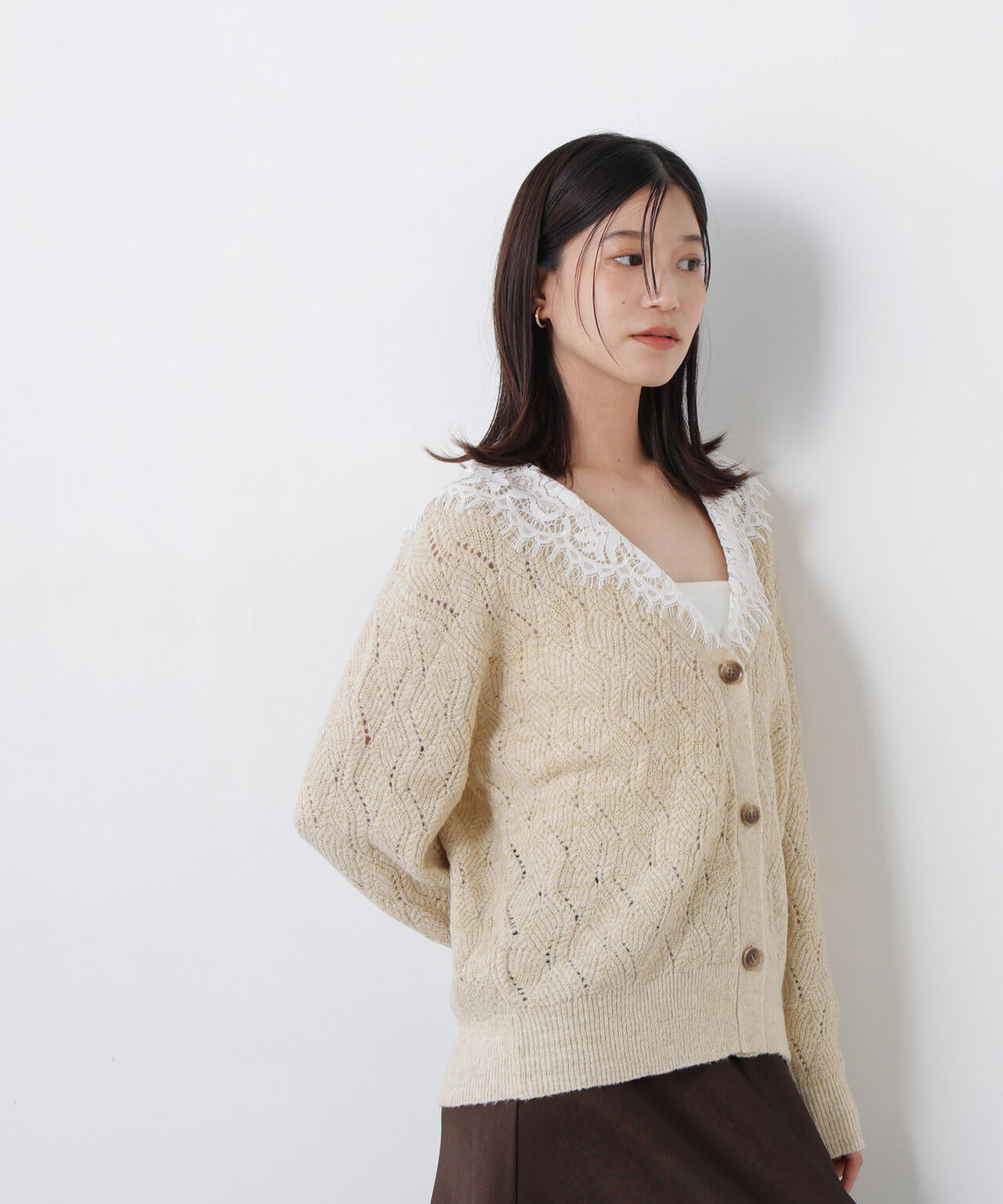 レースカラー付ニットカーディガン | N. Natural Beauty Basic*（エヌ