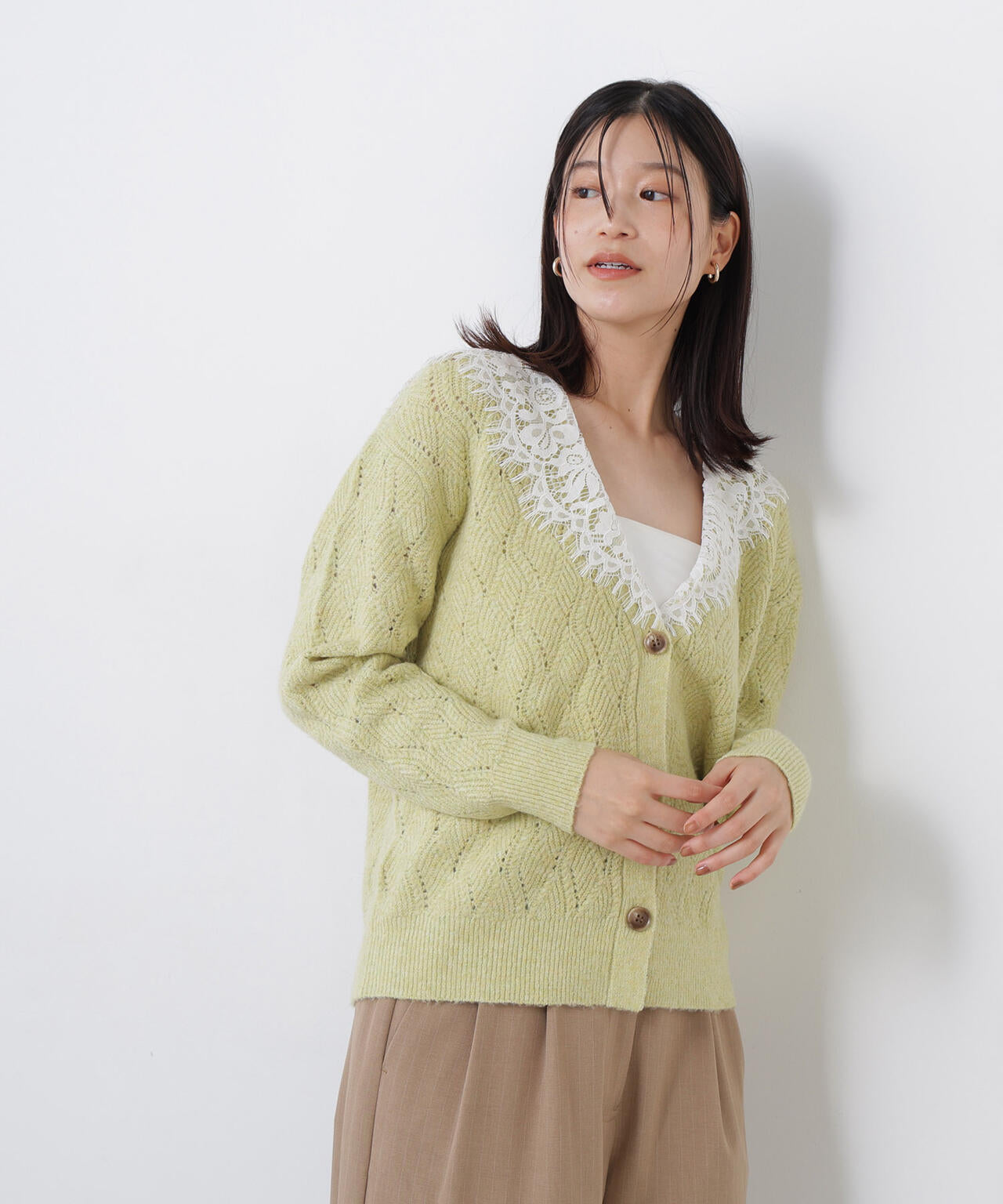 レースカラー付ニットカーディガン | N. Natural Beauty Basic*（エヌ
