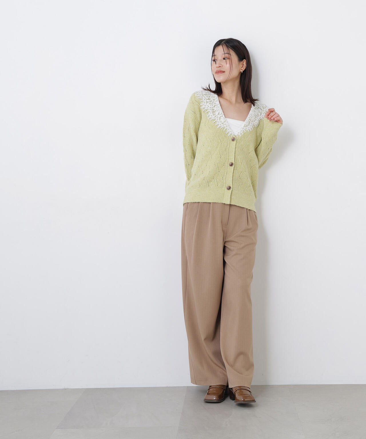レースカラー付ニットカーディガン | N. Natural Beauty Basic*（エヌ