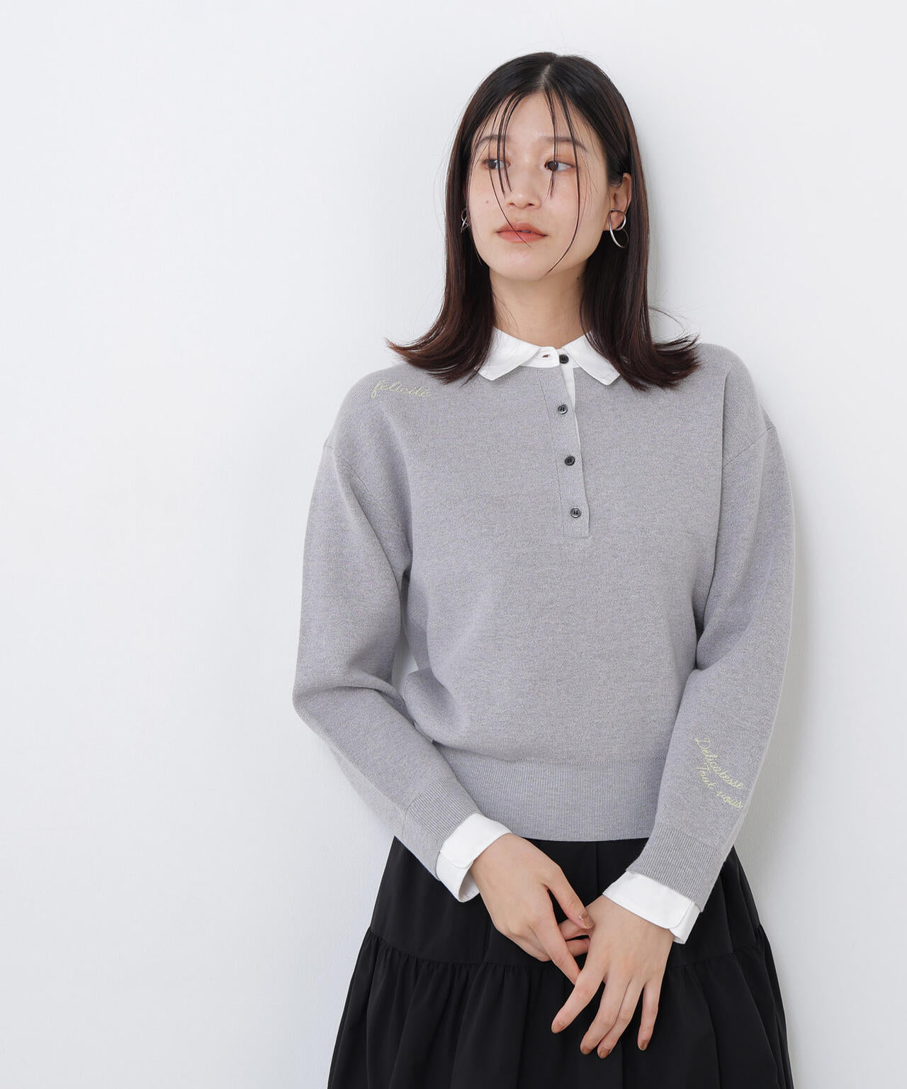 シャツカラーロゴ刺繍ニット | N. Natural Beauty Basic*（エヌ