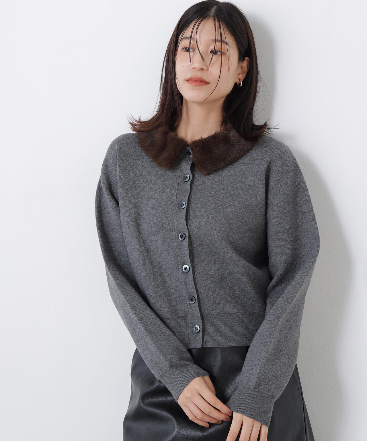 フェイクファーカラーカーディガン | NATURAL BEAUTY BASIC
