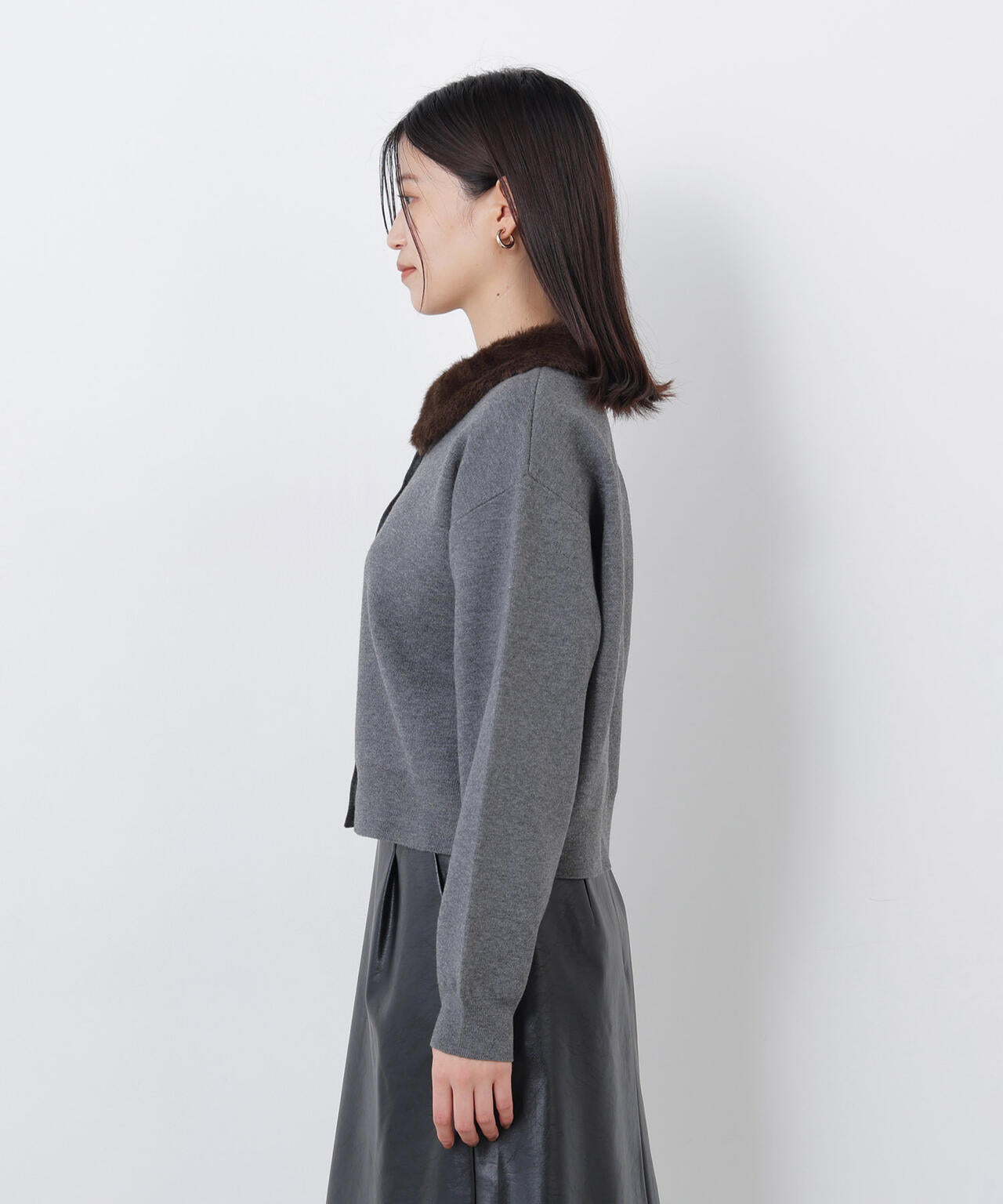 フェイクファーカラーカーディガン | NATURAL BEAUTY BASIC