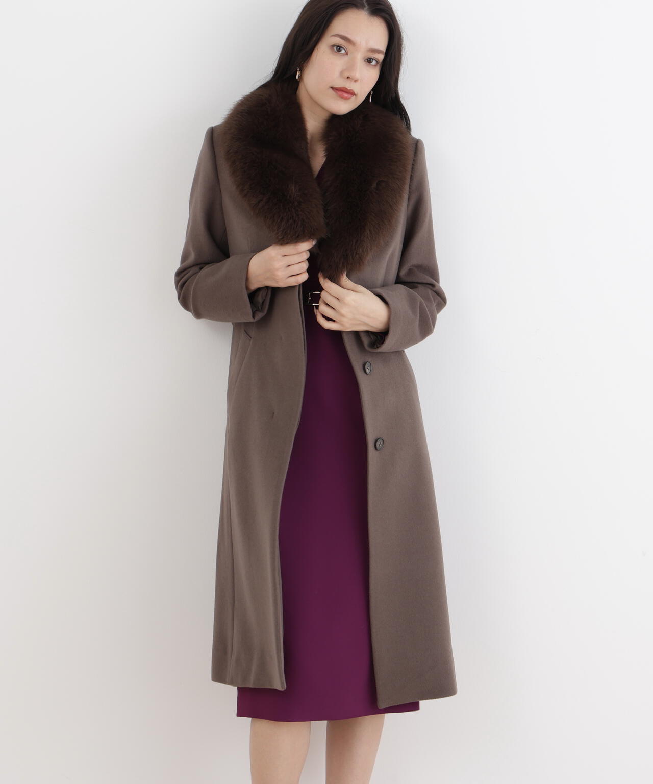 カシミヤ混ベルテッドコート | PINKY&DIANNE（ピンキー&ダイアン