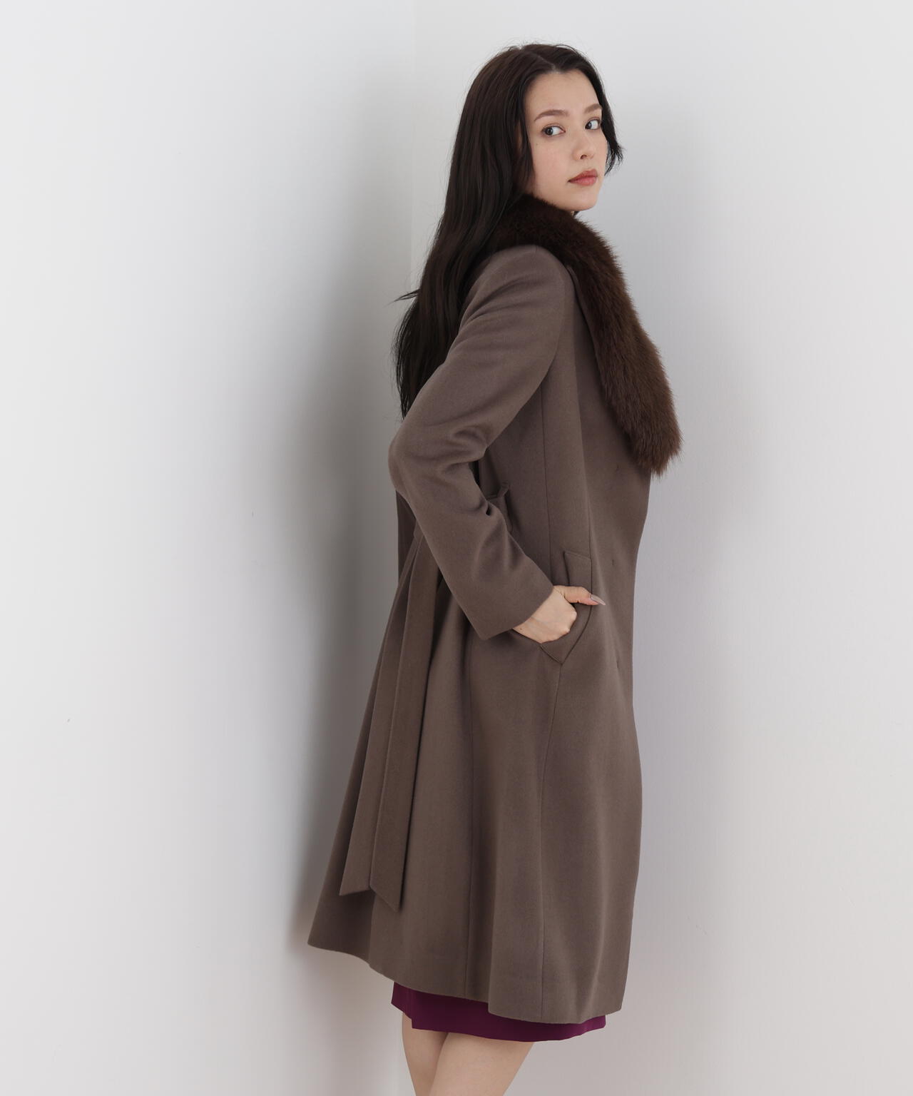 なつき　ピンキー&ダイアン　カシミヤ　定価17万　ロングコート　36 PINKY&DIANNE（ピンキー アンド ダイアン） ステンカラーコート コート