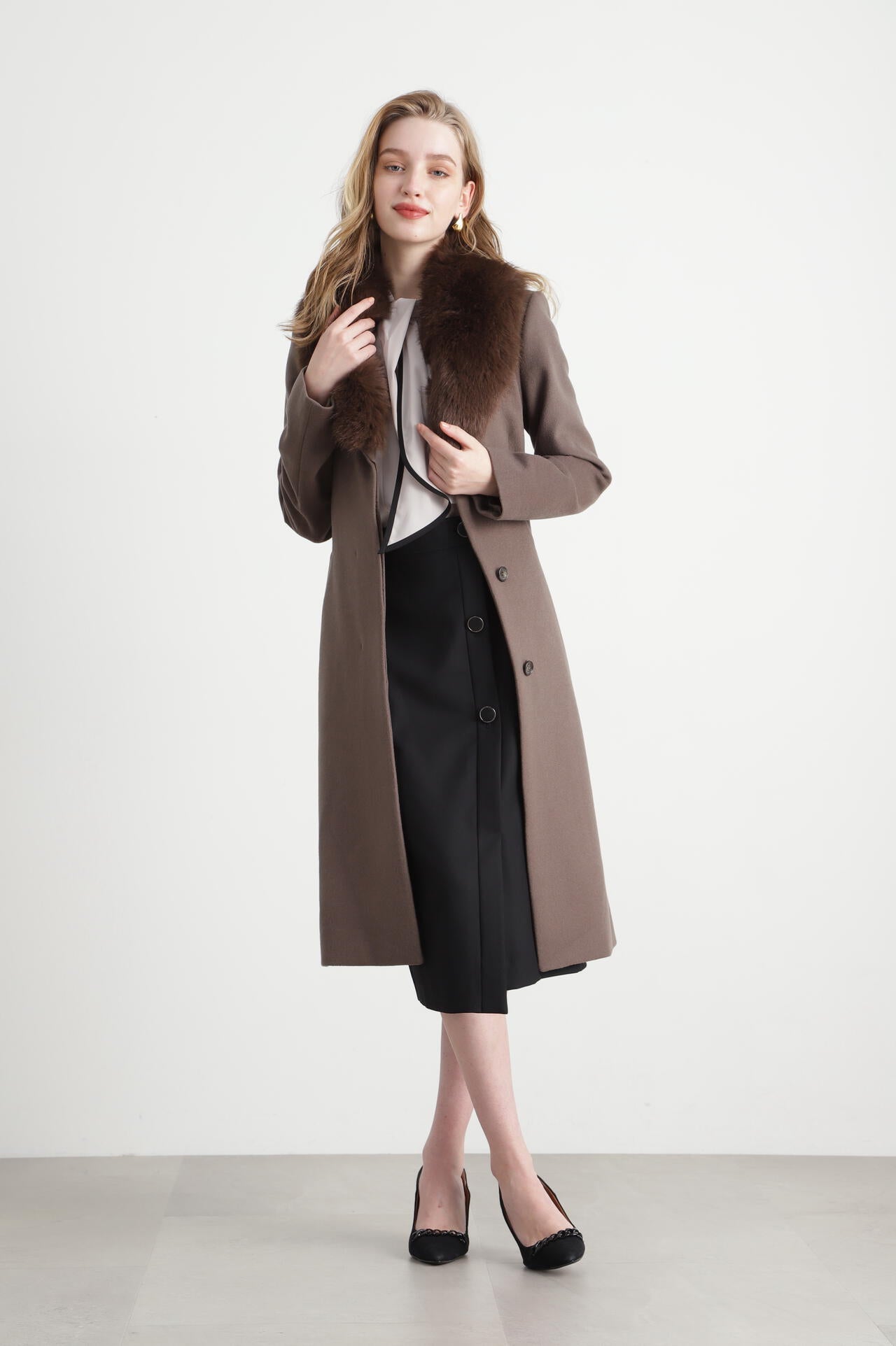 カシミヤ混ベルテッドコート | PINKY&DIANNE（ピンキー&ダイアン