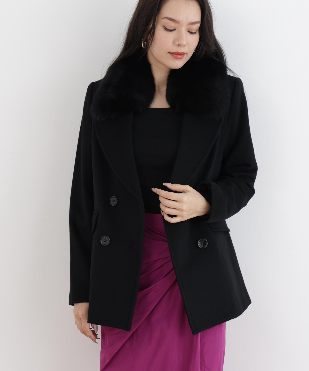 【美品】VIVIANTAM ファー付きショートコート FOXファー付きカシミヤ混ショートコート | PINKY&DIANNE（ピンキー