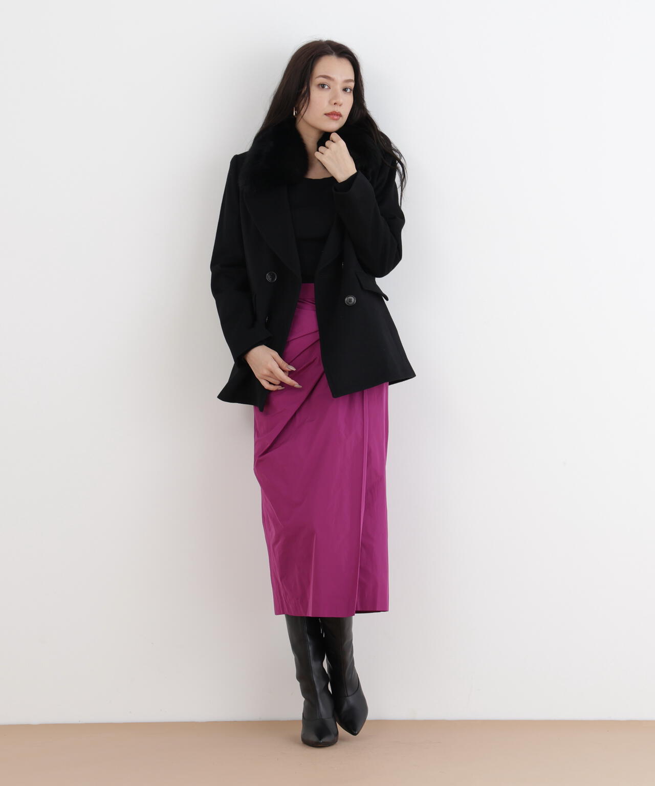 FOXファー付きカシミヤ混ショートコート | PINKY&DIANNE（ピンキー