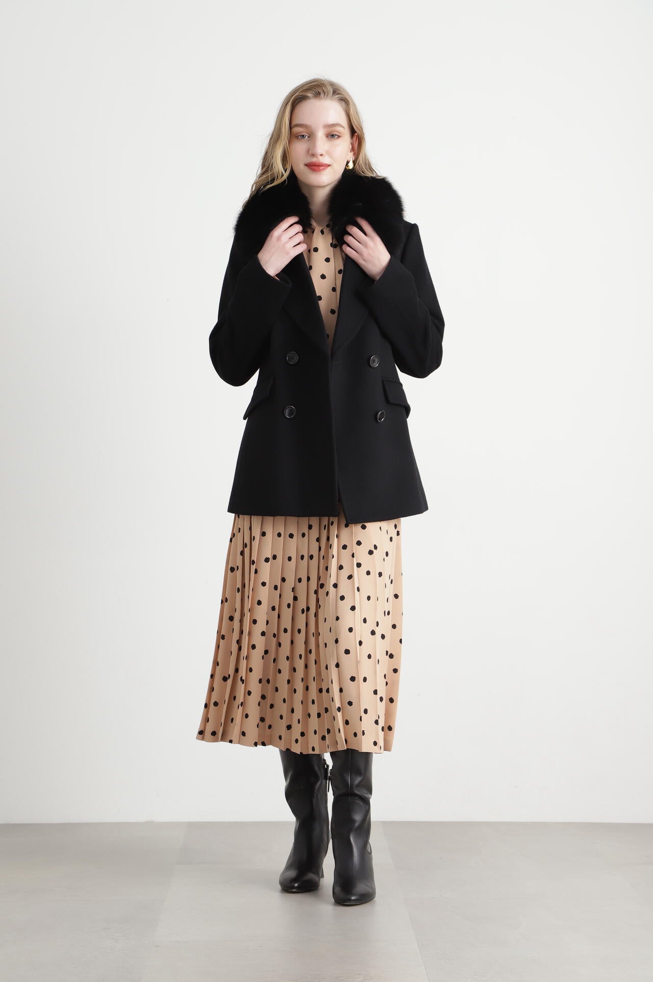 FOXファー付きカシミヤ混ショートコート | PINKY&DIANNE（ピンキー