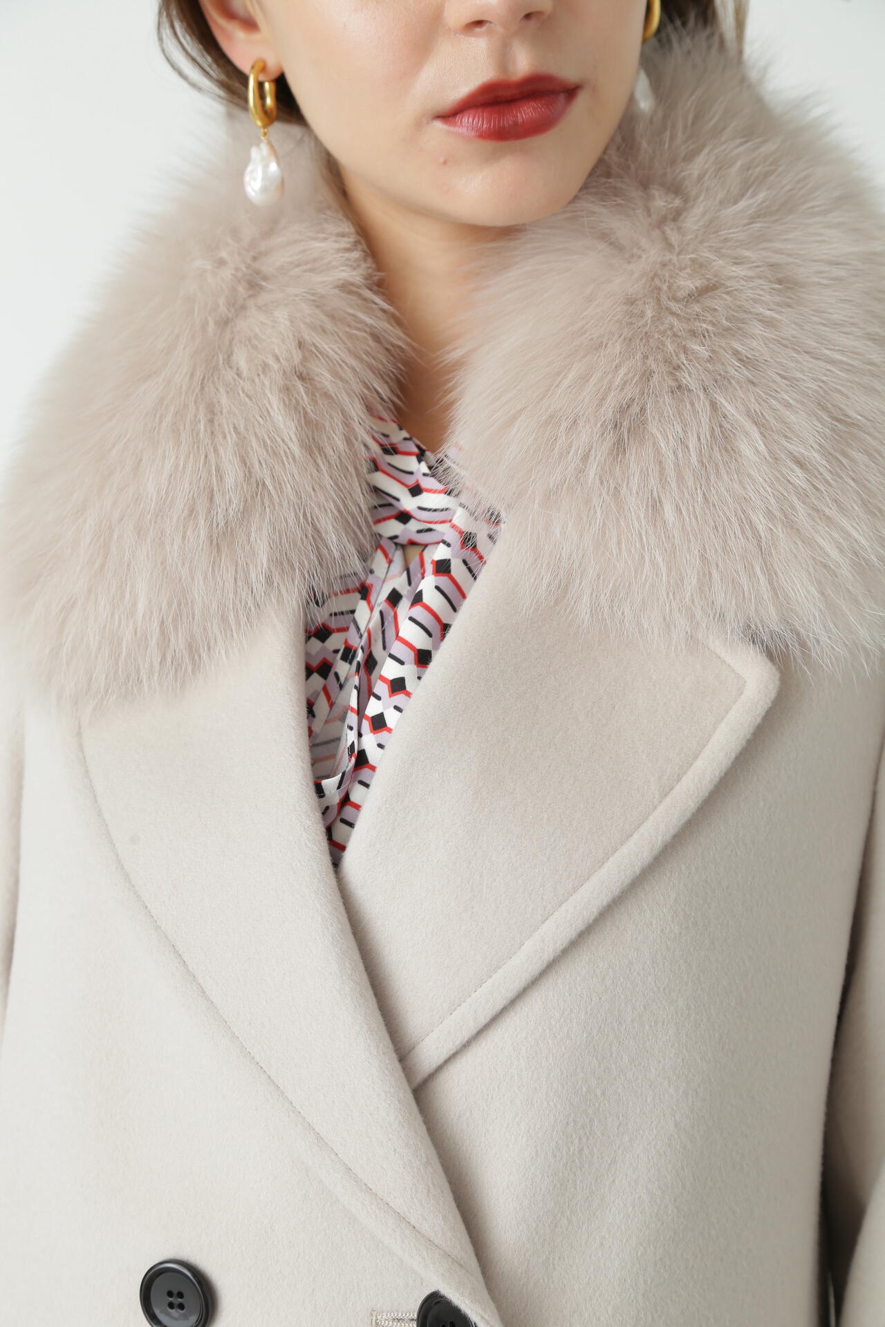 FOXファー付きカシミヤ混ショートコート | PINKY&DIANNE（ピンキー