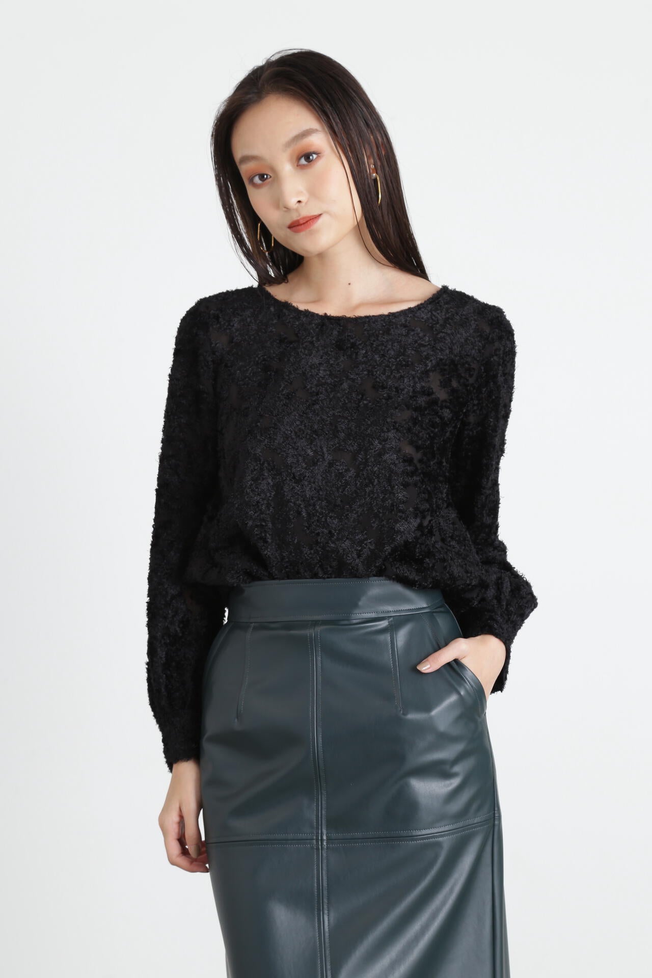 カットジャガードリボンブラウス | PINKY&DIANNE（ピンキー&ダイアン