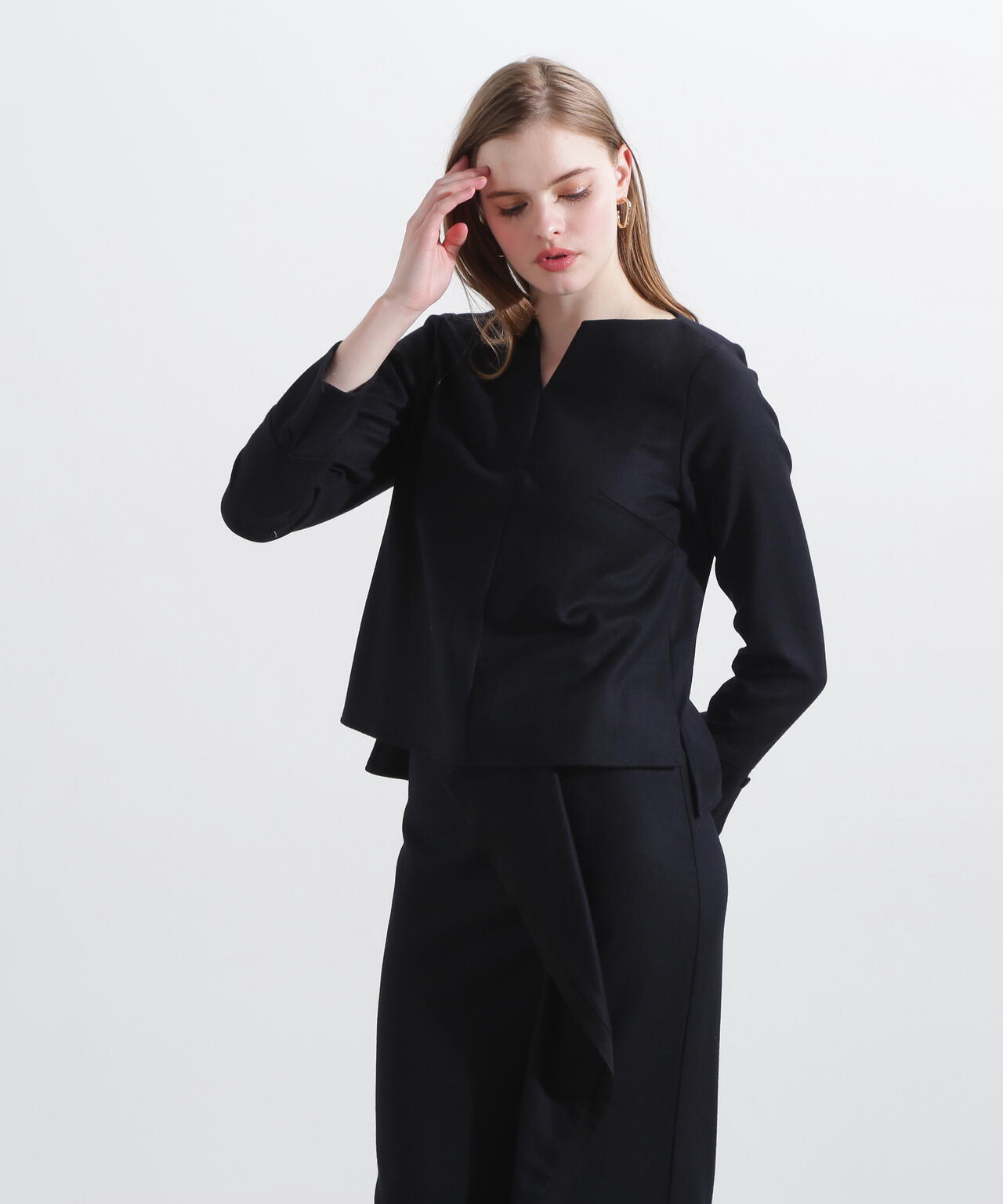 センソユニコ POINTLIGNE バンドカラー ワイドシルエット ブラウス センソユニコ POINTLIGNE バンドカラー ワイドシルエット ブラウス