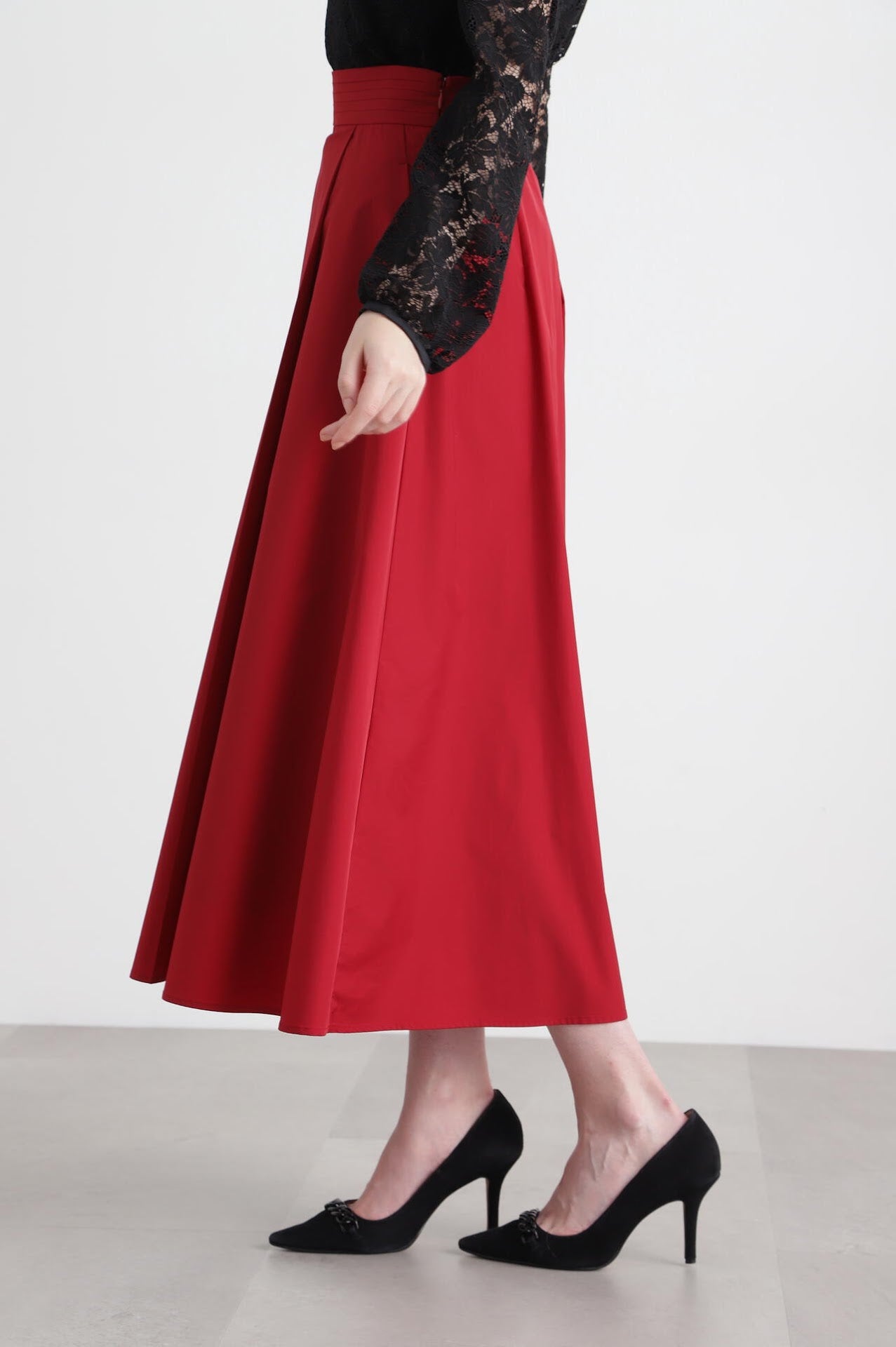 美品✨PLEATS PLEASE XL 変形　フード　ダブルジップ　レッドワイン ストレッチタフタフレアースカート | PINKY&DIANNE（ピンキー