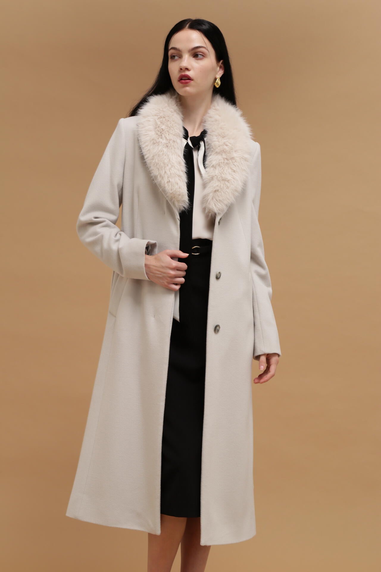 カシミヤ混ベルテッドコート | PINKY&DIANNE（ピンキー&ダイアン