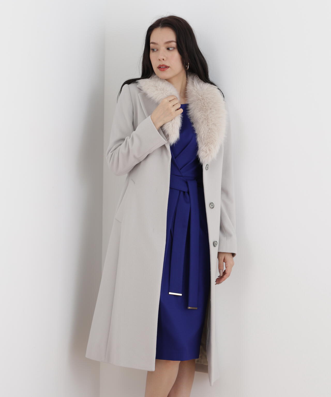 カシミヤ混ベルテッドコート | PINKY&DIANNE（ピンキー&ダイアン