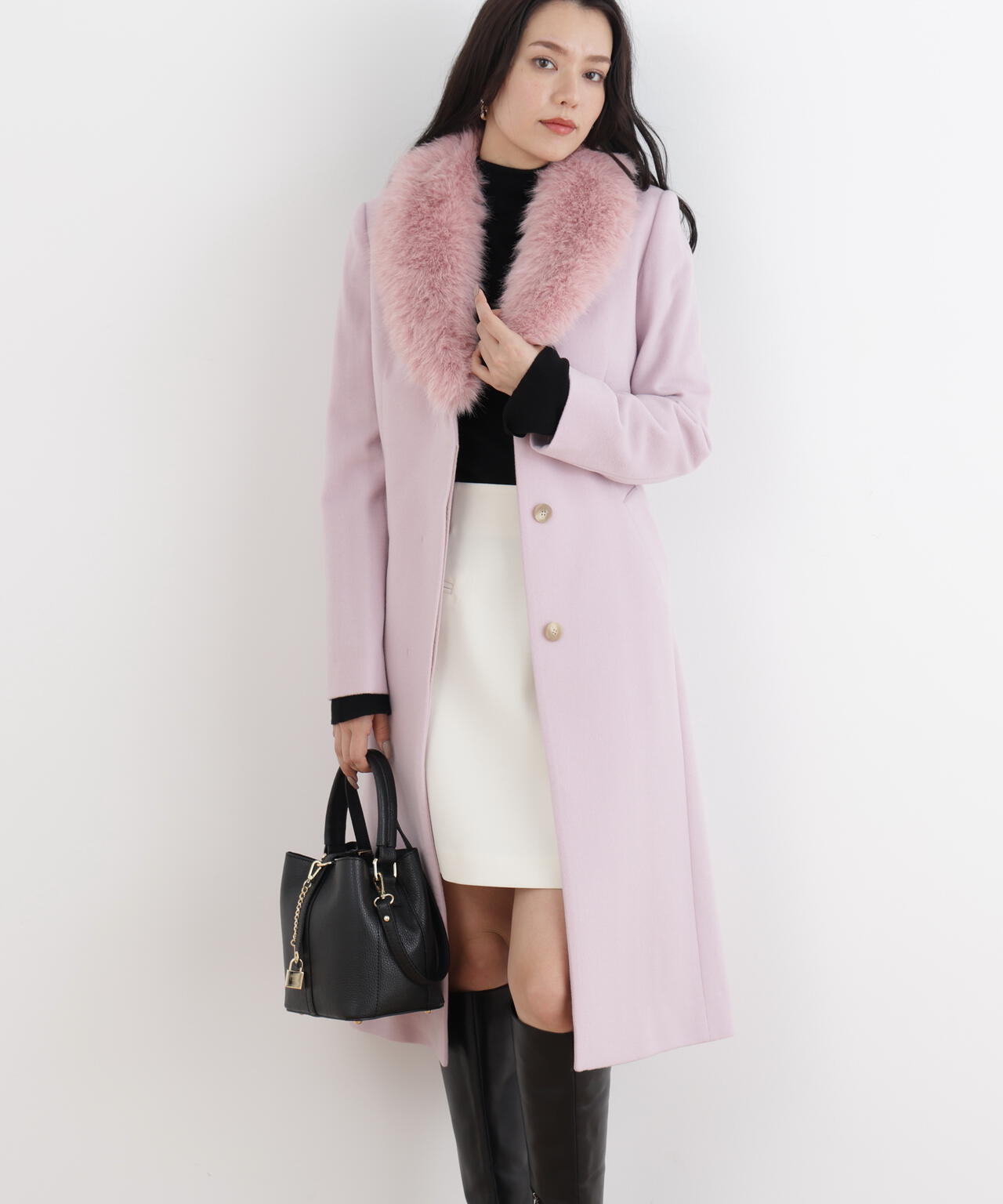 カシミヤ混ベルテッドコート | PINKY&DIANNE（ピンキー&ダイアン