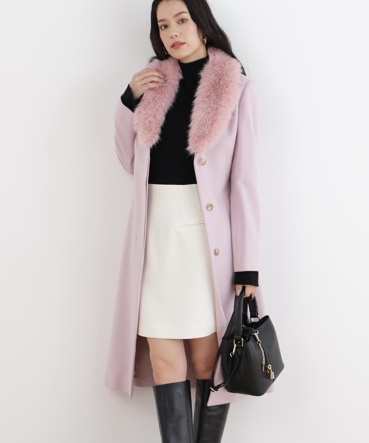 ピンキー&ダイアン PINKY&DIANNE カシミヤ混 ショートコート　38 カシミヤ混ベルテッドコート | PINKY&DIANNE（ピンキー&ダイアン