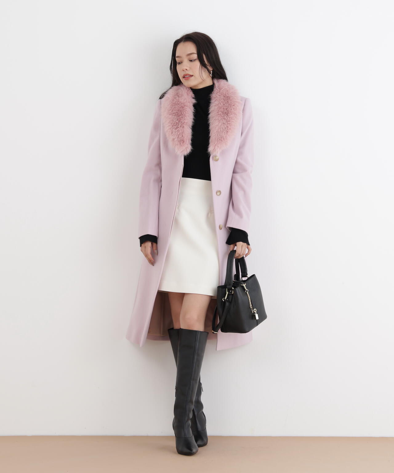 カシミヤ混ベルテッドコート | PINKY&DIANNE（ピンキー&ダイアン