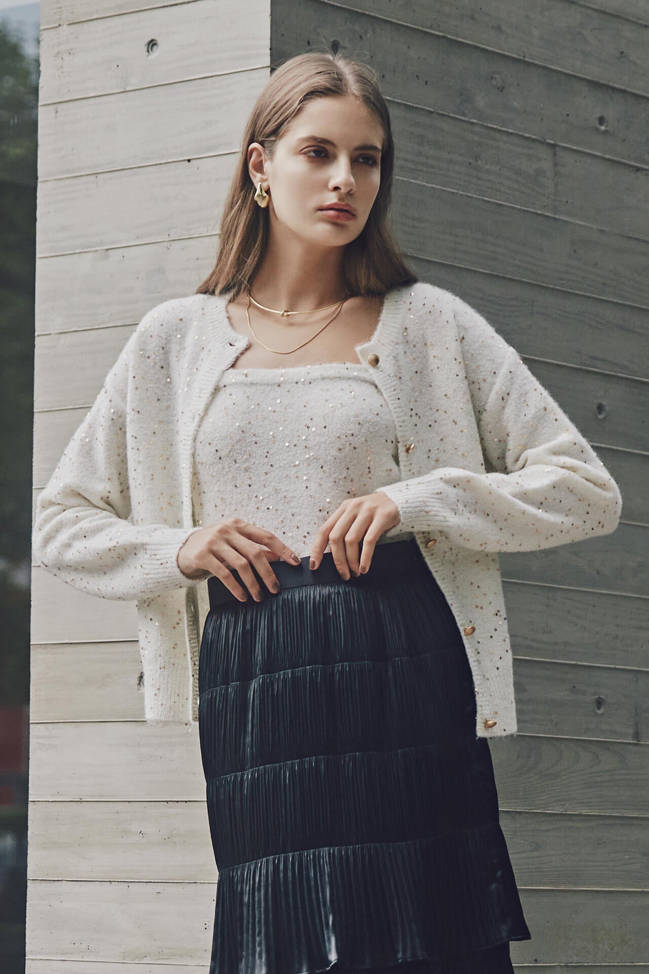 Pinky & Dianne ジップカーディガン&半袖ニット スパンコールニットカーディガン | PINKY&DIANNE（ピンキー&ダイアン