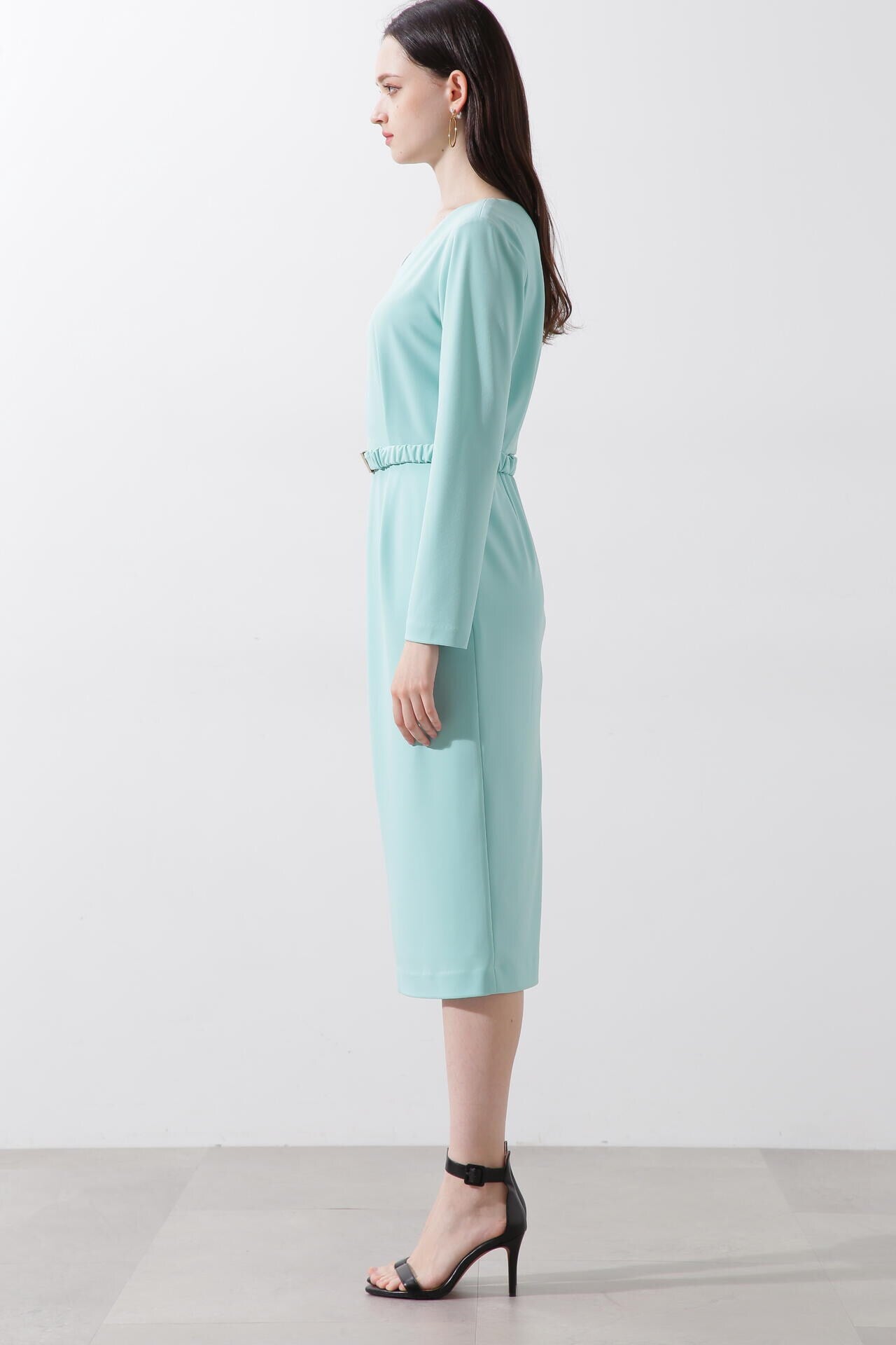 Pinky&Dianne 36 シャーリングベルトＶネックワンピース シャーリングベルトVネックワンピース | PINKY&DIANNE（ピンキー